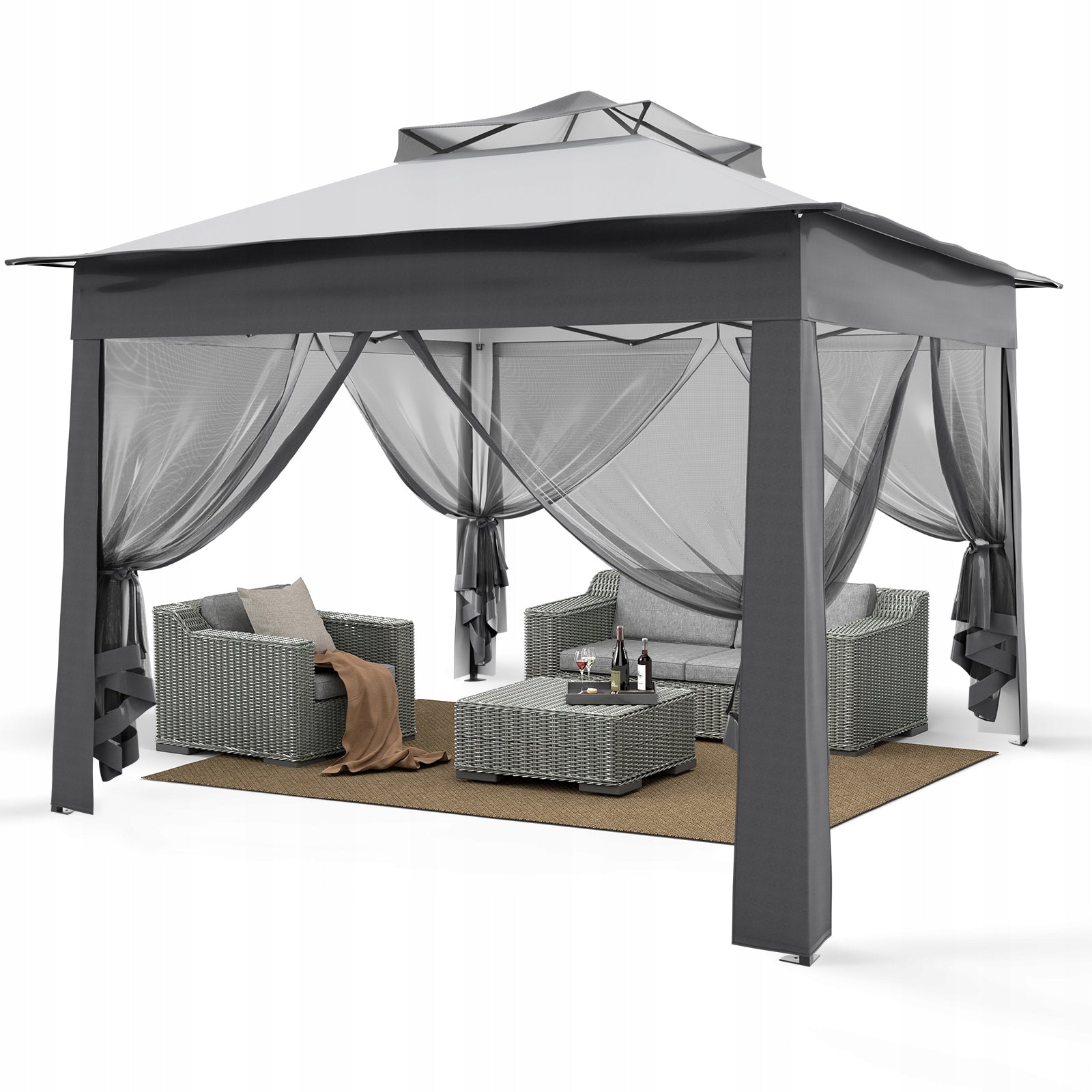 PAVILION CAMPING TENT GARDEN Folding MOSQUITO NET gazebo 3m x 3m