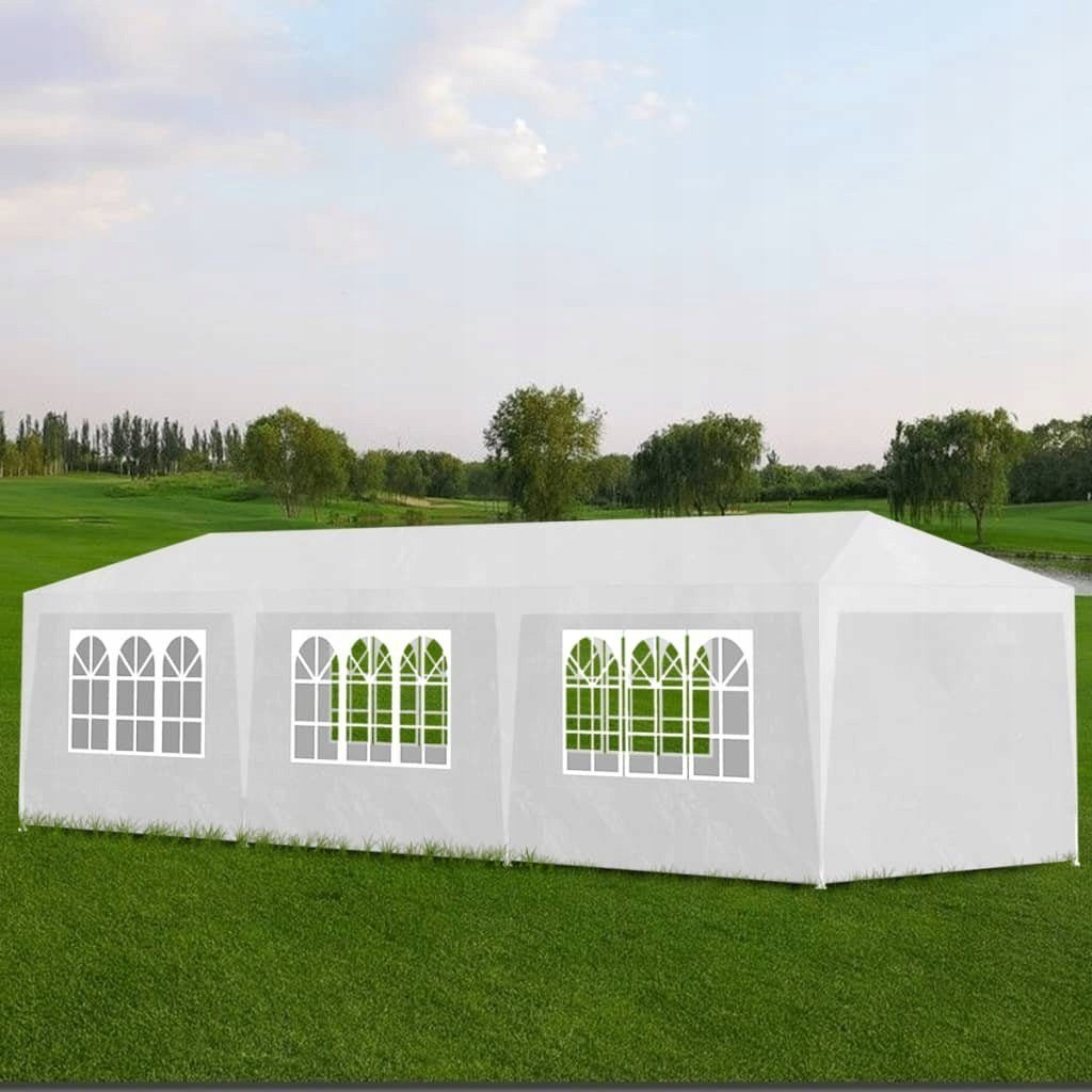 PAVILION GARDEN TENT CATERING 3x9m + 8 WALLS GREEN Width 3 m