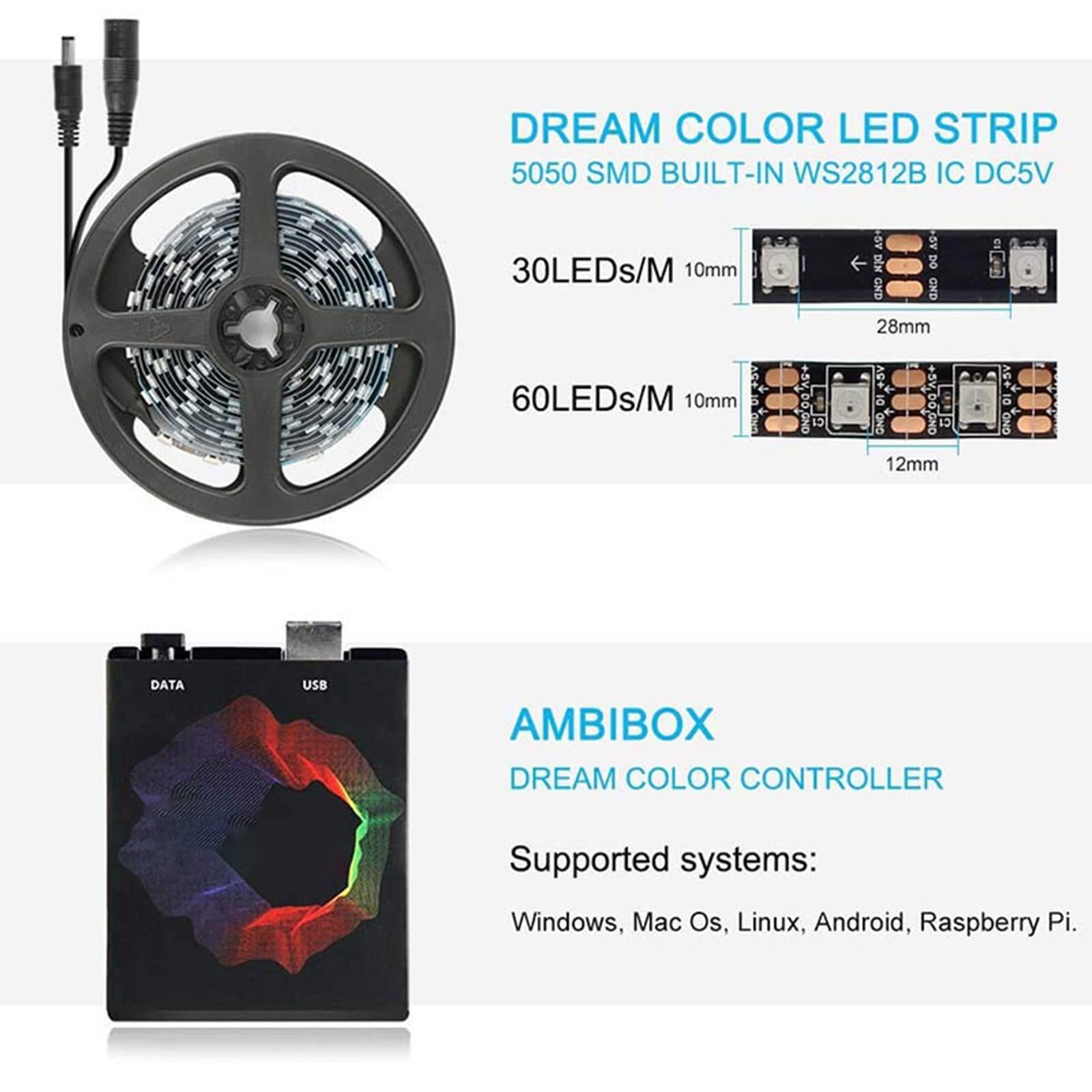 PC RGB Strip Easy to Install Sync to Screen Color Computer Monitor 2 Meters Packaging status original