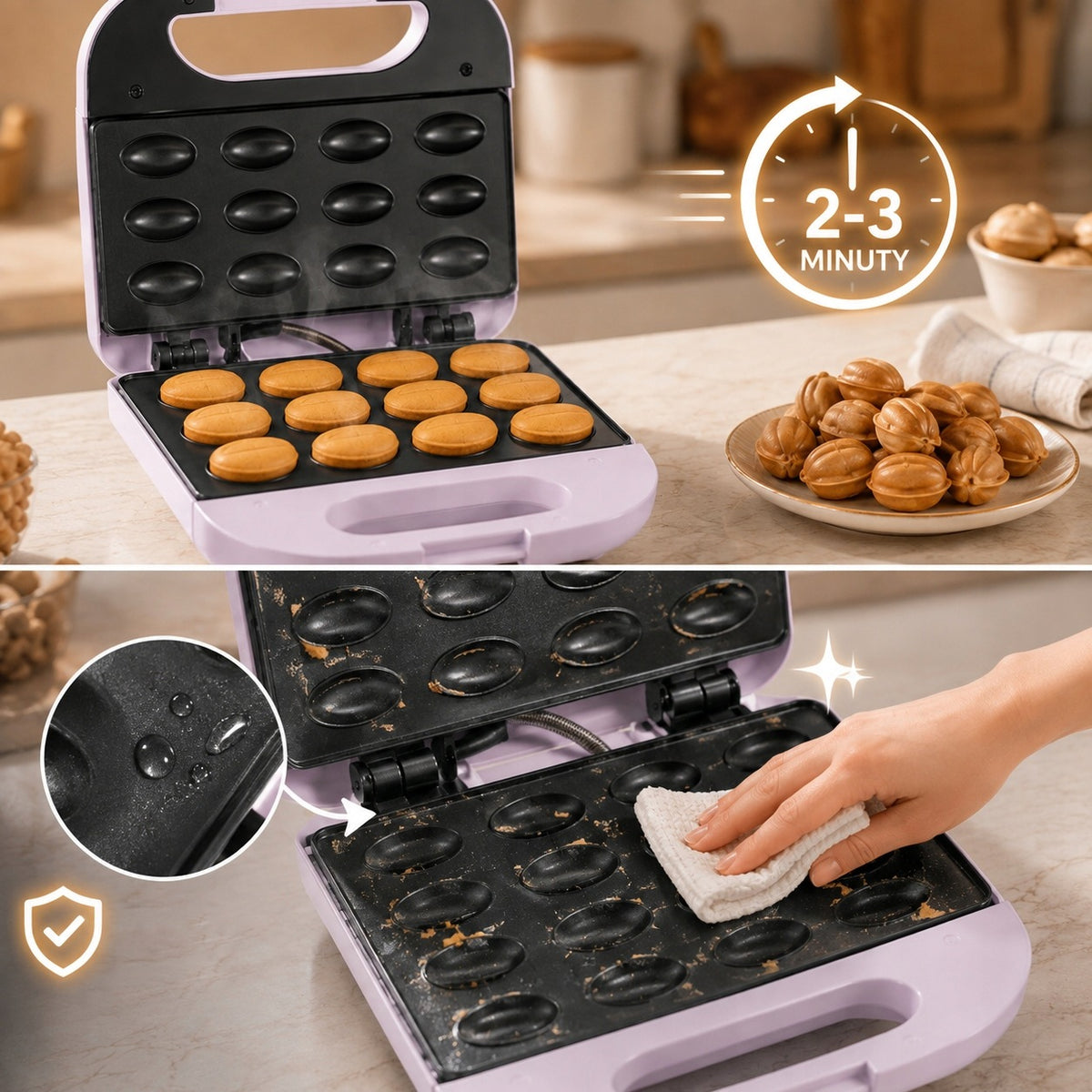 PEANUT TOASTER COOKIE MOLDS 750W 12 PCS NONSTICK RECIPE Manufacturer code ZN1000P-KALORIK