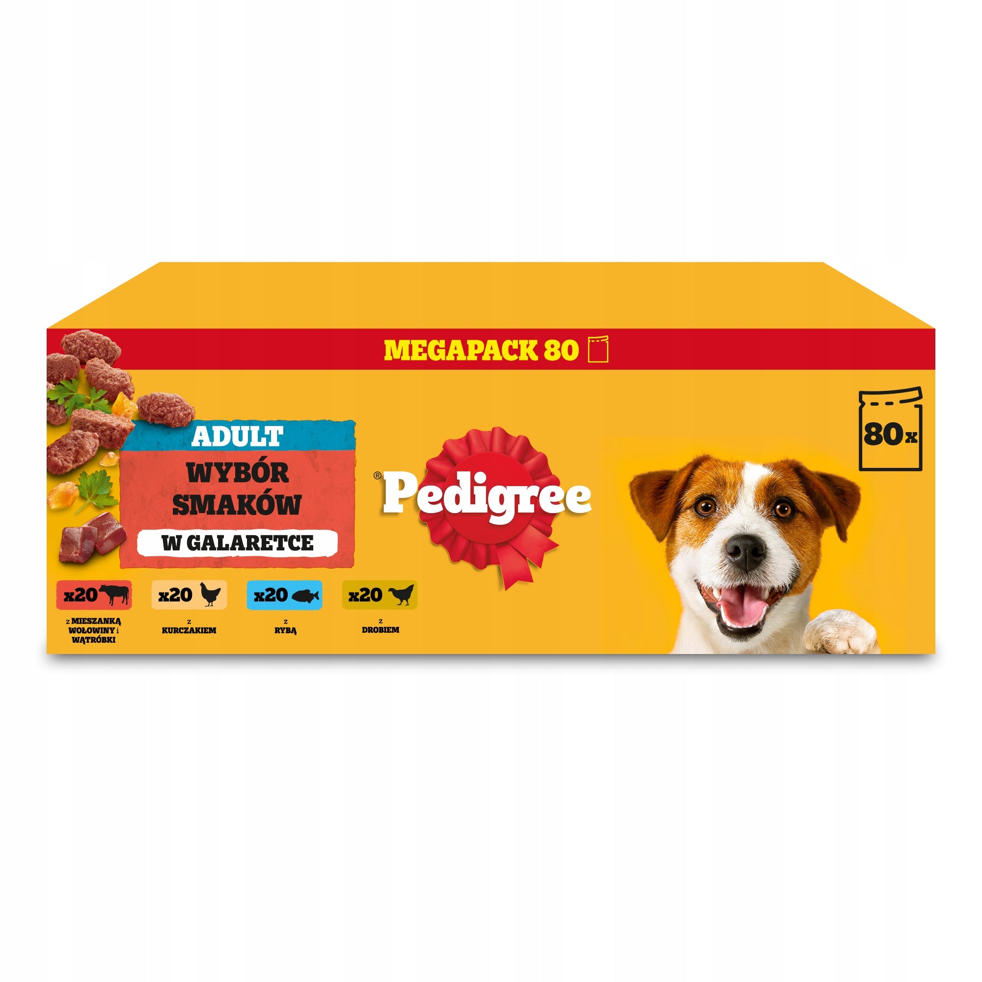 PEDIGREE wet dog food Choice of Flavours in jelly sachets 80x100 g