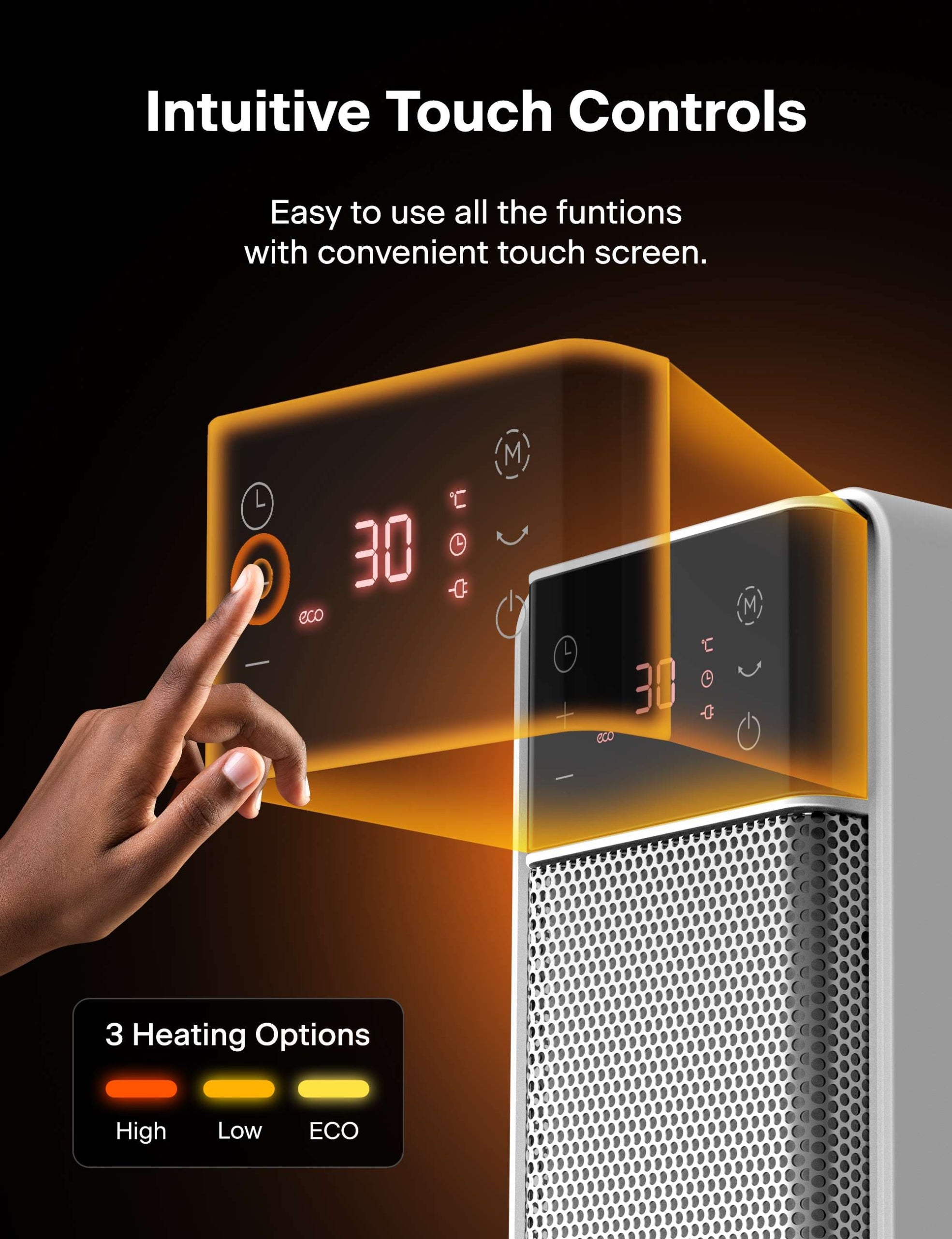 PELONIS 2000W FAN HEATER WITH REMOTE CONTROL, TIMER AND 75° OSCILLATION, QUIET Packaging status original