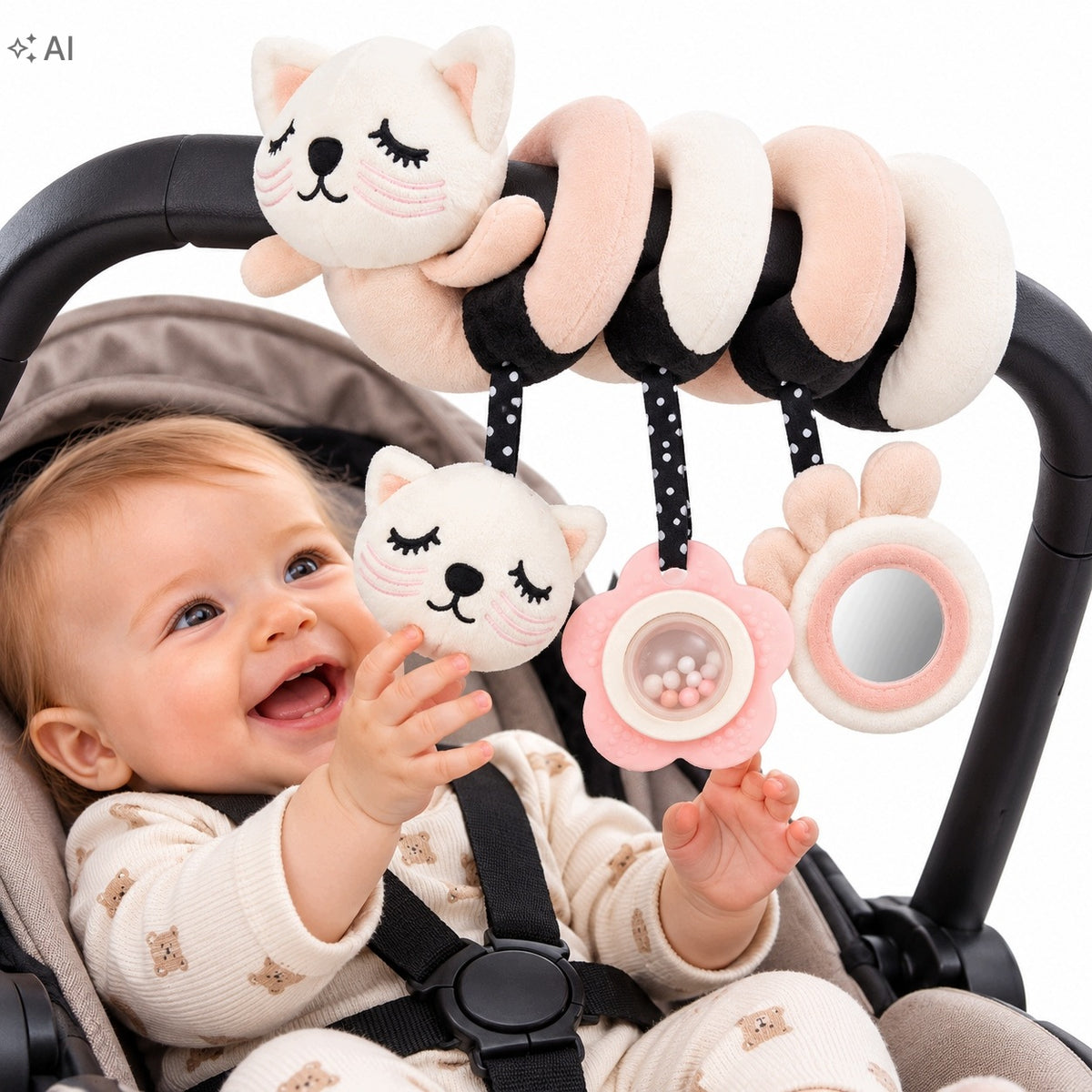 PENDANT SENSORY TOY SPIRAL FOR STROLLER CARRIER SEAT FOR 0M+