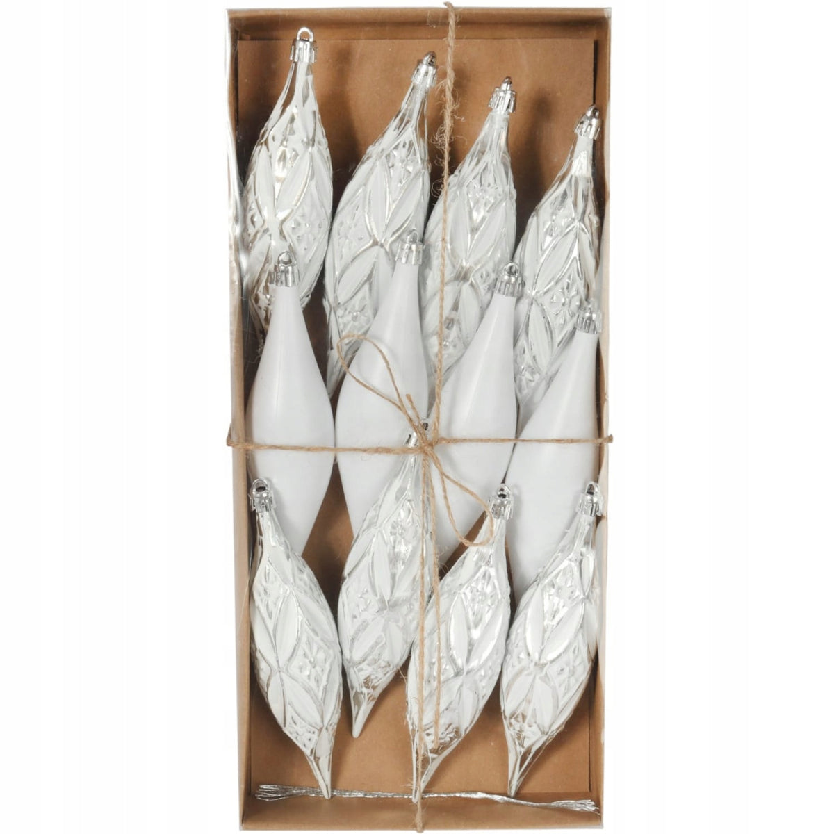 PENDANTS CHRISTMAS TREE BAUBLES UNBREAKABLE 12 pcs ICICLES SET OF CHRISTMAS DECORATIONS Packaging status original