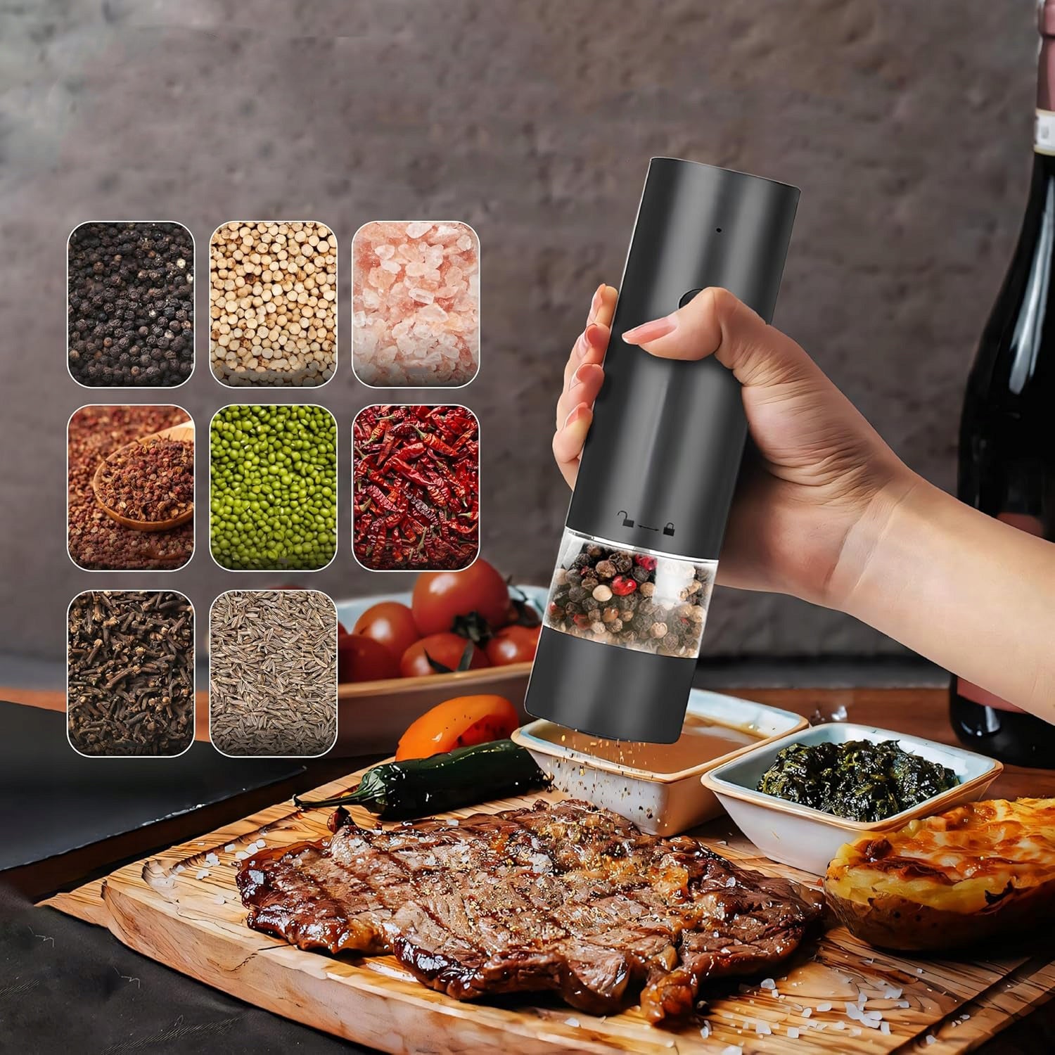 PEPPER AND SALT GRINDER ELECTRIC CORDLESS 2 PCS USB WITH STAND Brand no brand