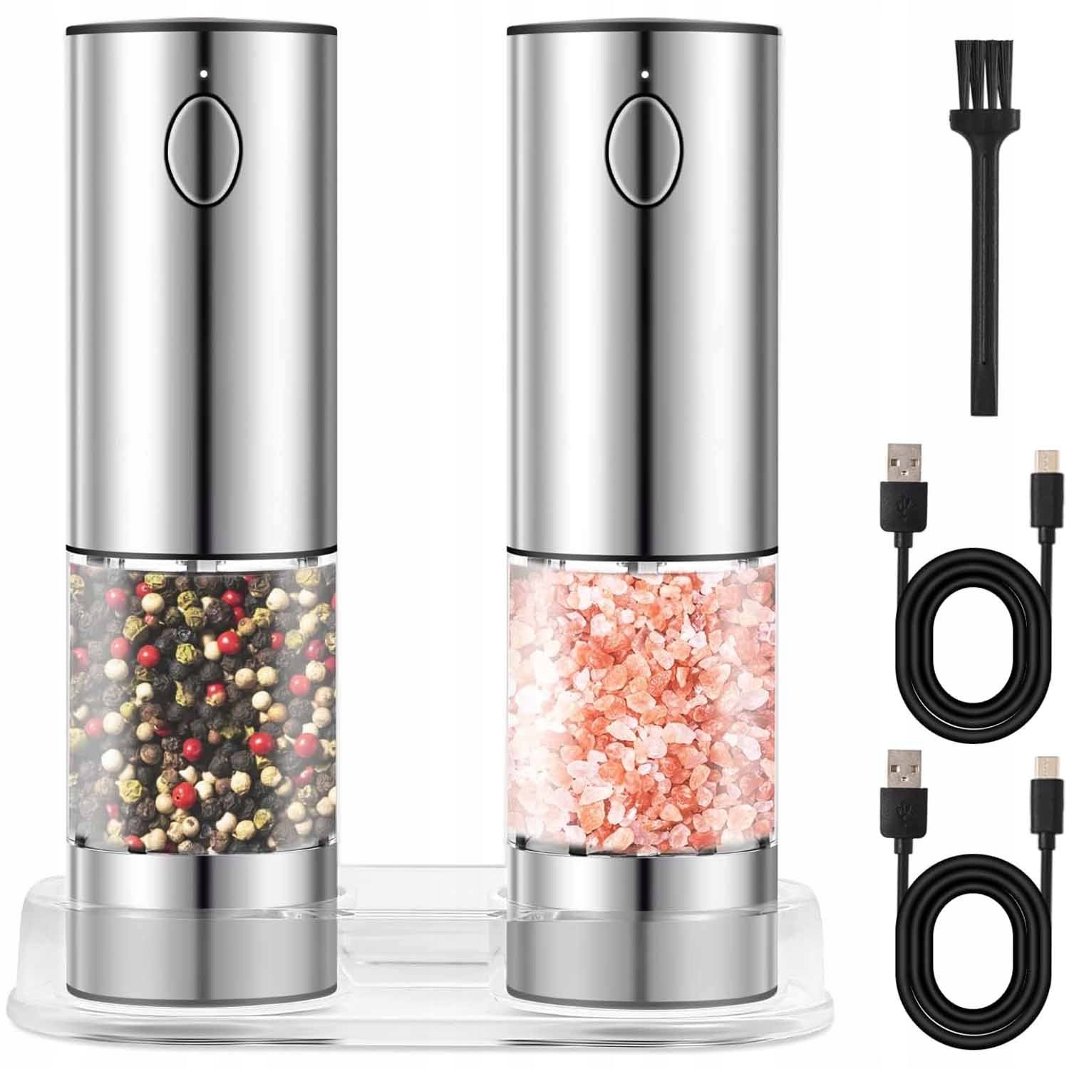 PEPPER AND SALT GRINDER ELECTRIC CORDLESS USB SALT GRINDER 2 PCS Brand Bedee