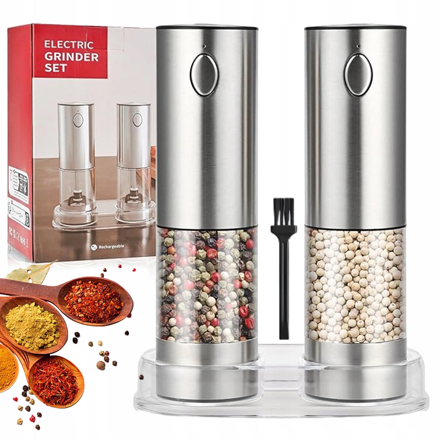 PEPPER AND SALT GRINDER ELECTRIC CORDLESS USB SALT GRINDER 2 PCS