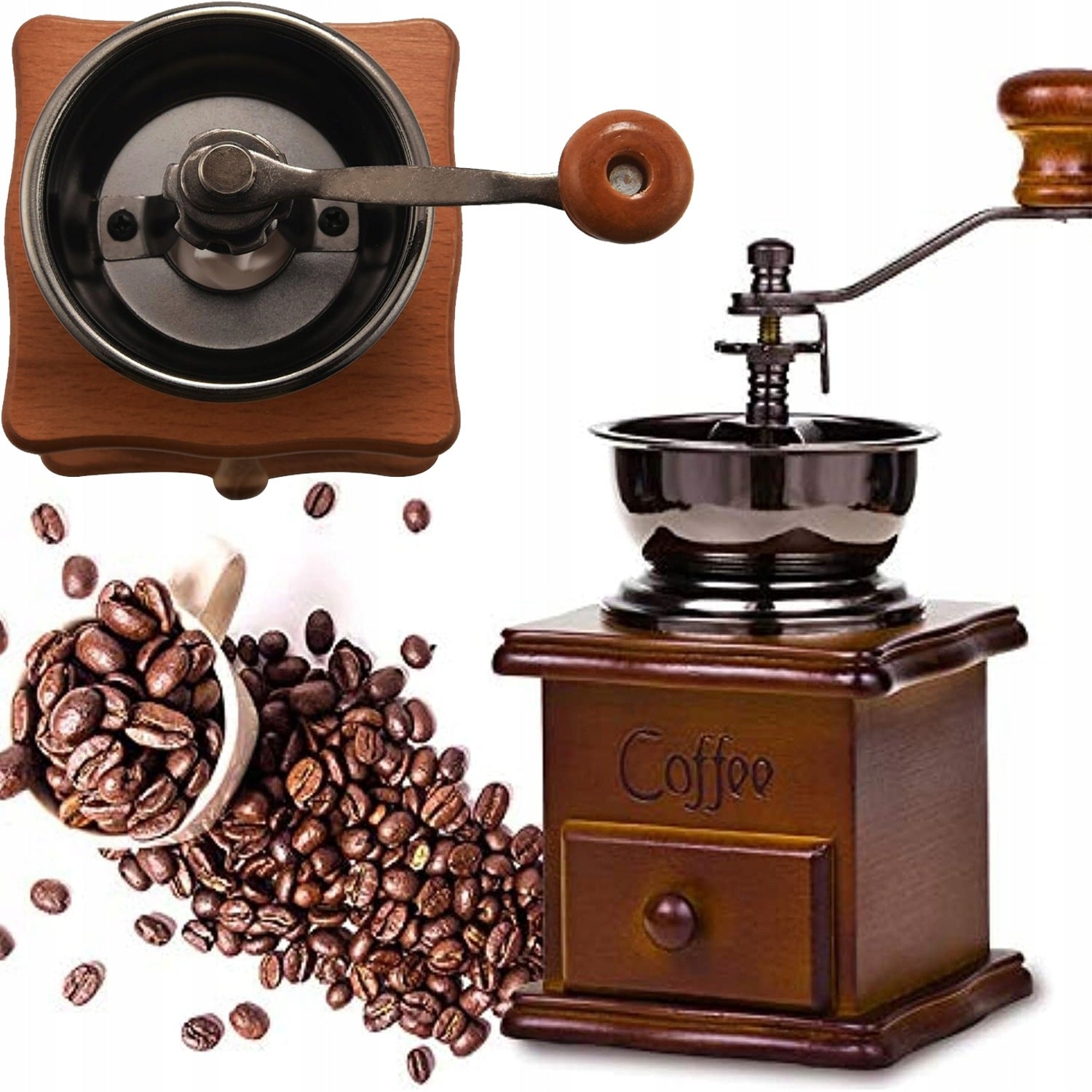 PEPPER COFFEE GRINDER WOODEN HANDHELD TRADITIONAL MORTAR STRONG