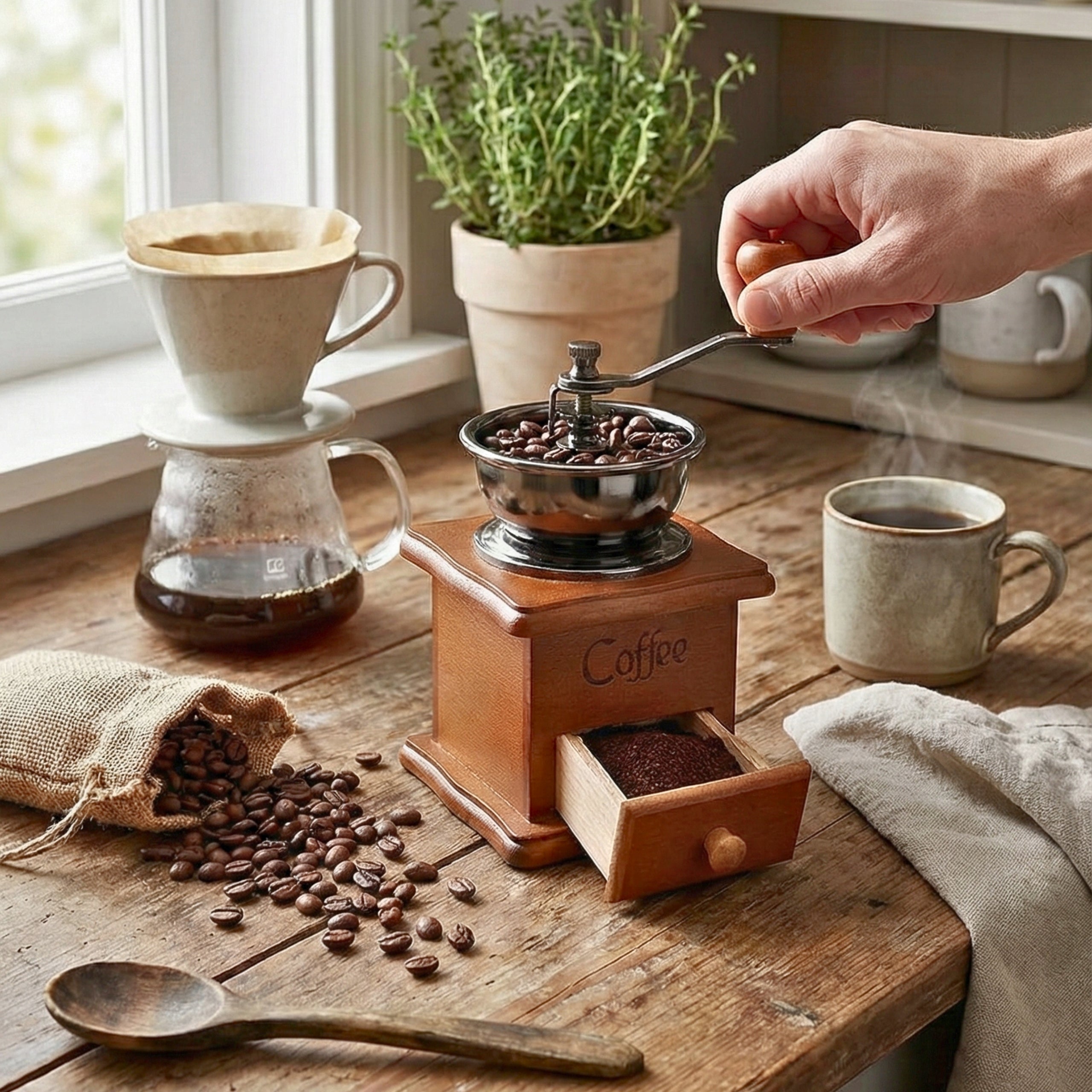 PEPPER COFFEE GRINDER WOODEN HANDHELD TRADITIONAL RETRO MORTAR Manufacturer code 5905155039644
