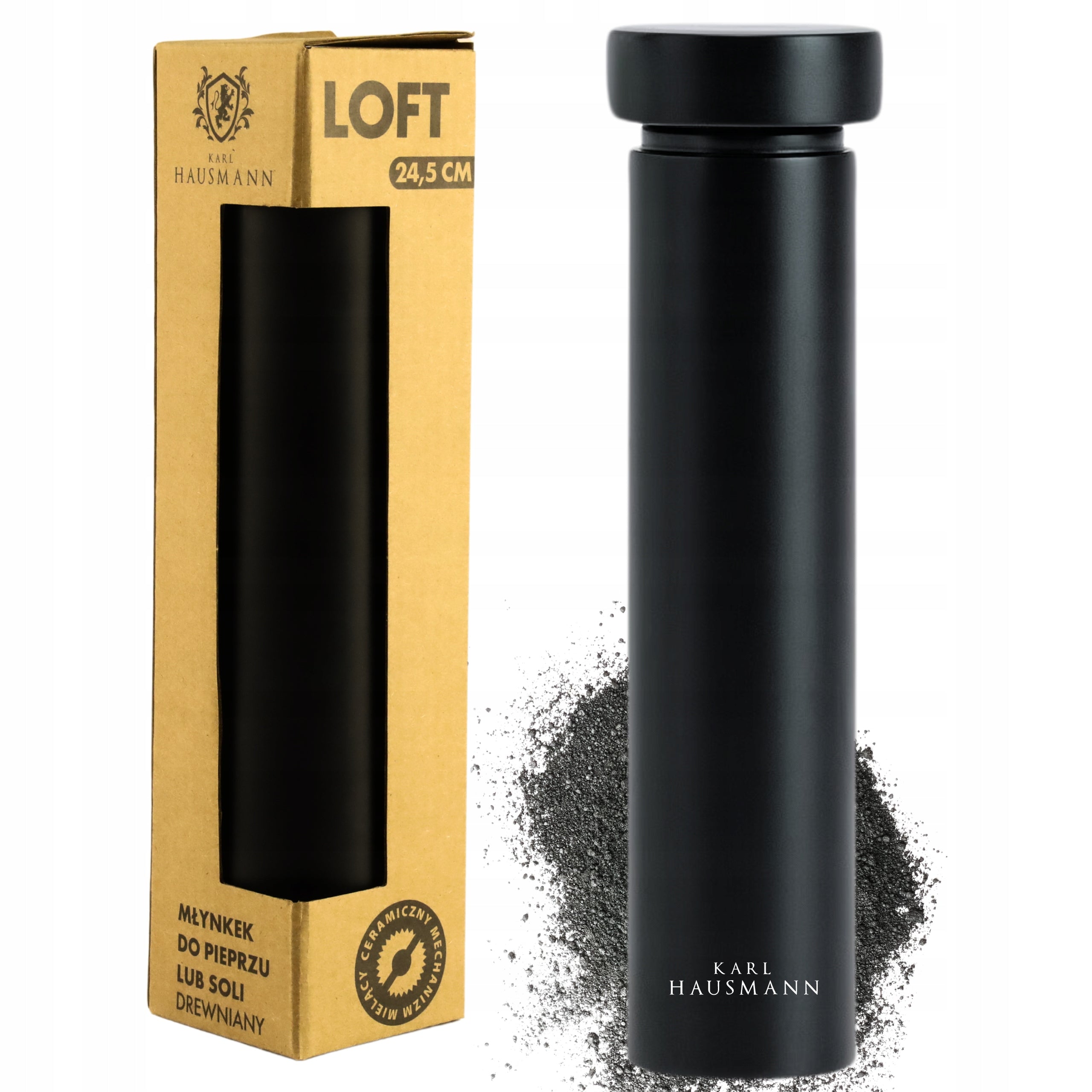 PEPPER GRINDER HAND GRINDER 24,5cm for SALT AND PEPPER WOODEN BLACK