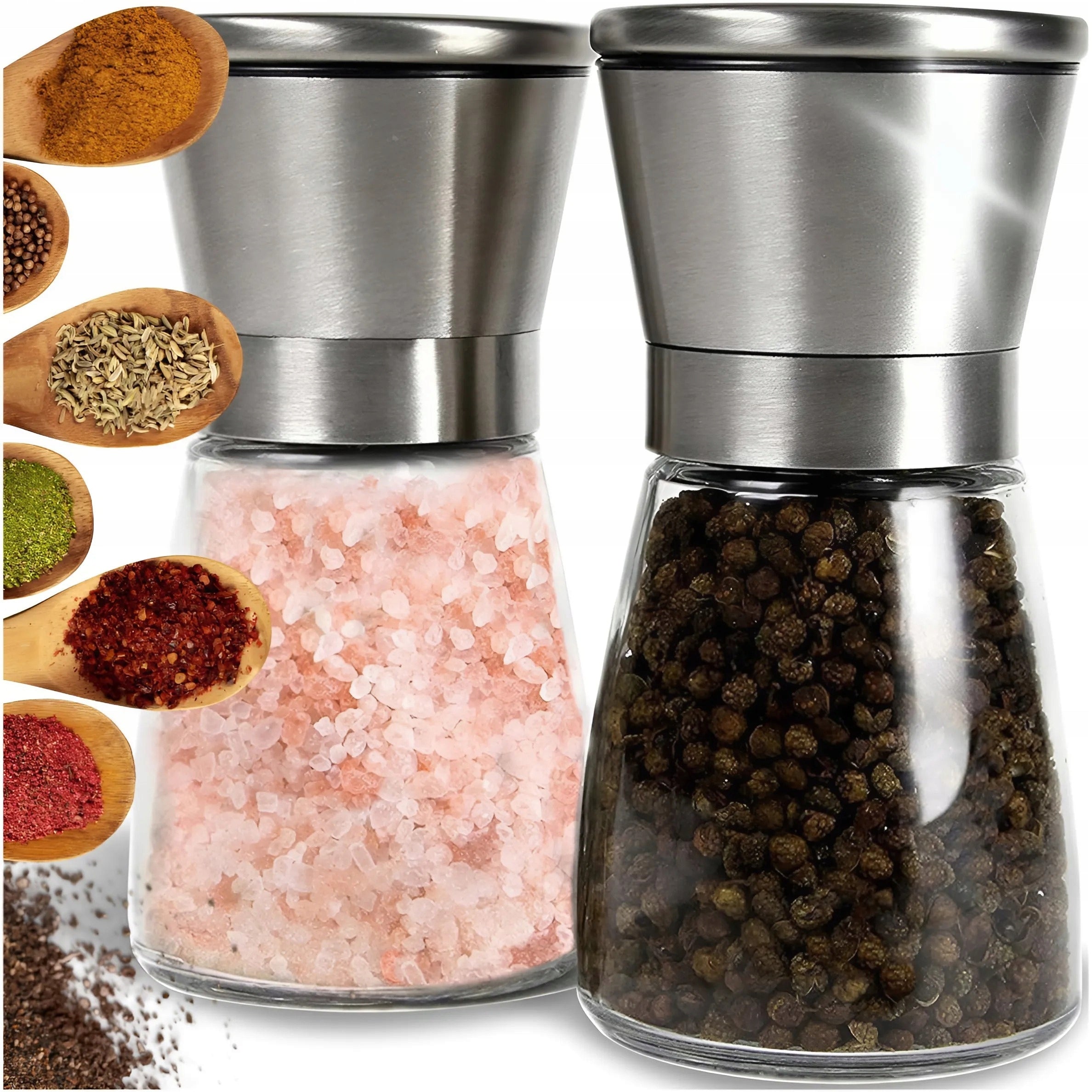 PEPPER SALT HAND GRINDER SET OF 2 SALT SEASONING GRINDERS