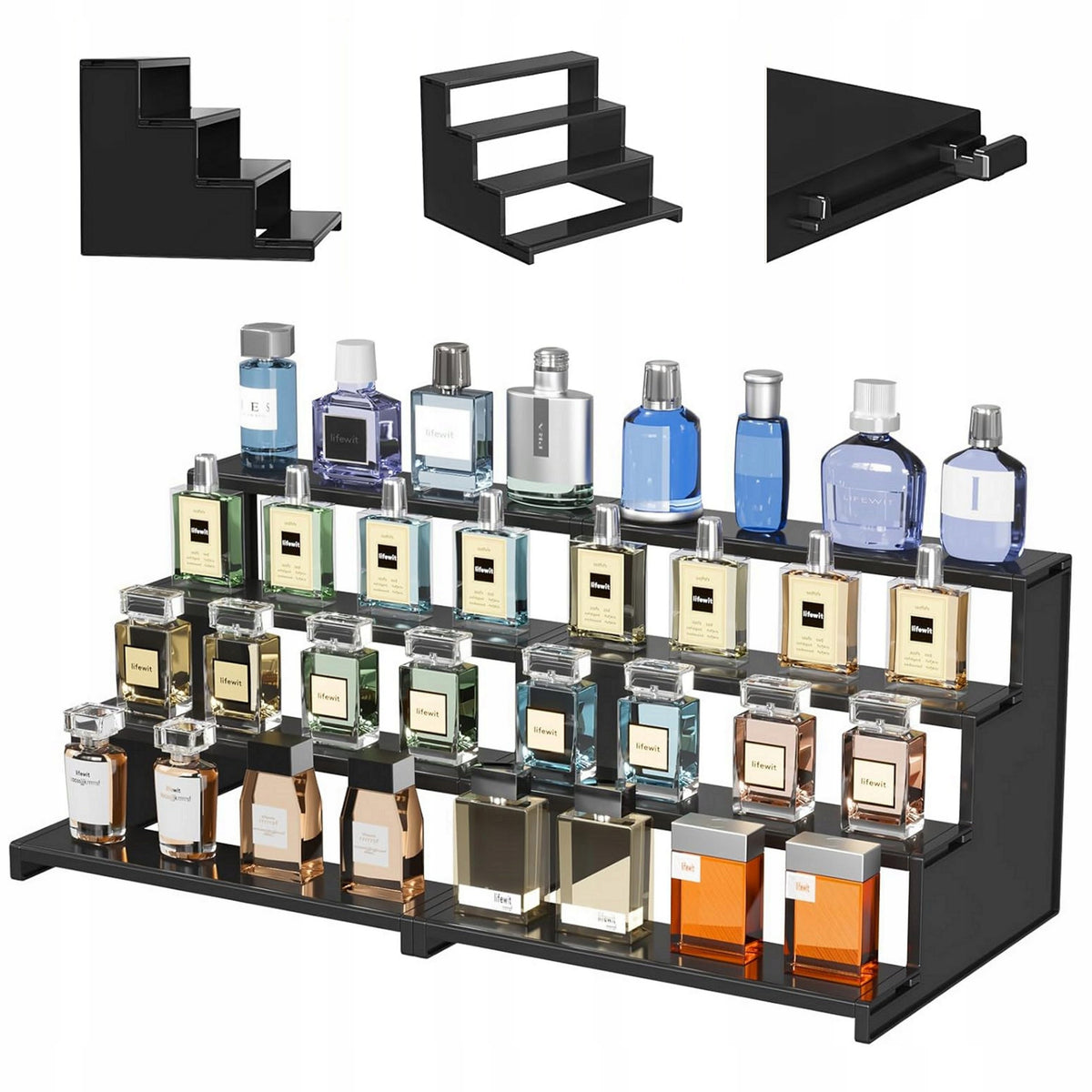 PERFUME ORGANIZER Cosmetics STAND 30,5cm Fragrance Display 4 LEVELS