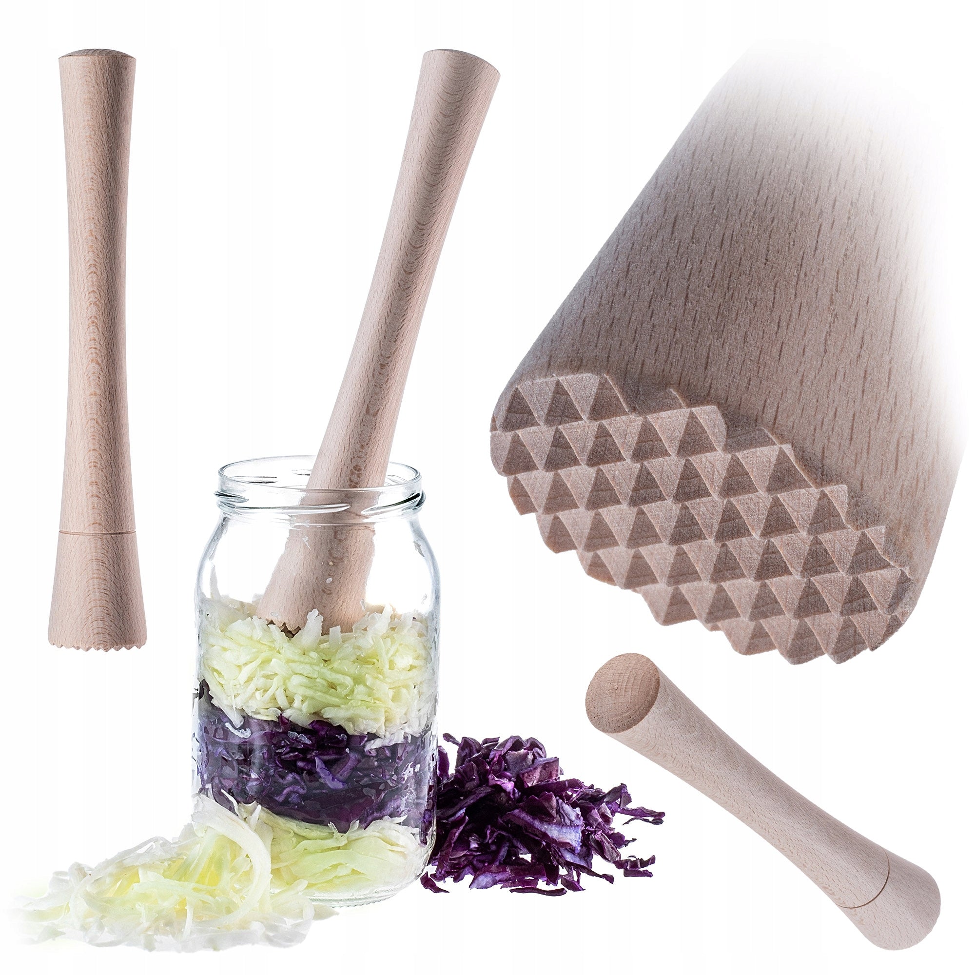 PESTLE FOR PICKLING CABBAGE FERMENTATION WOODEN WHIPPING VEGETABLES BEATER