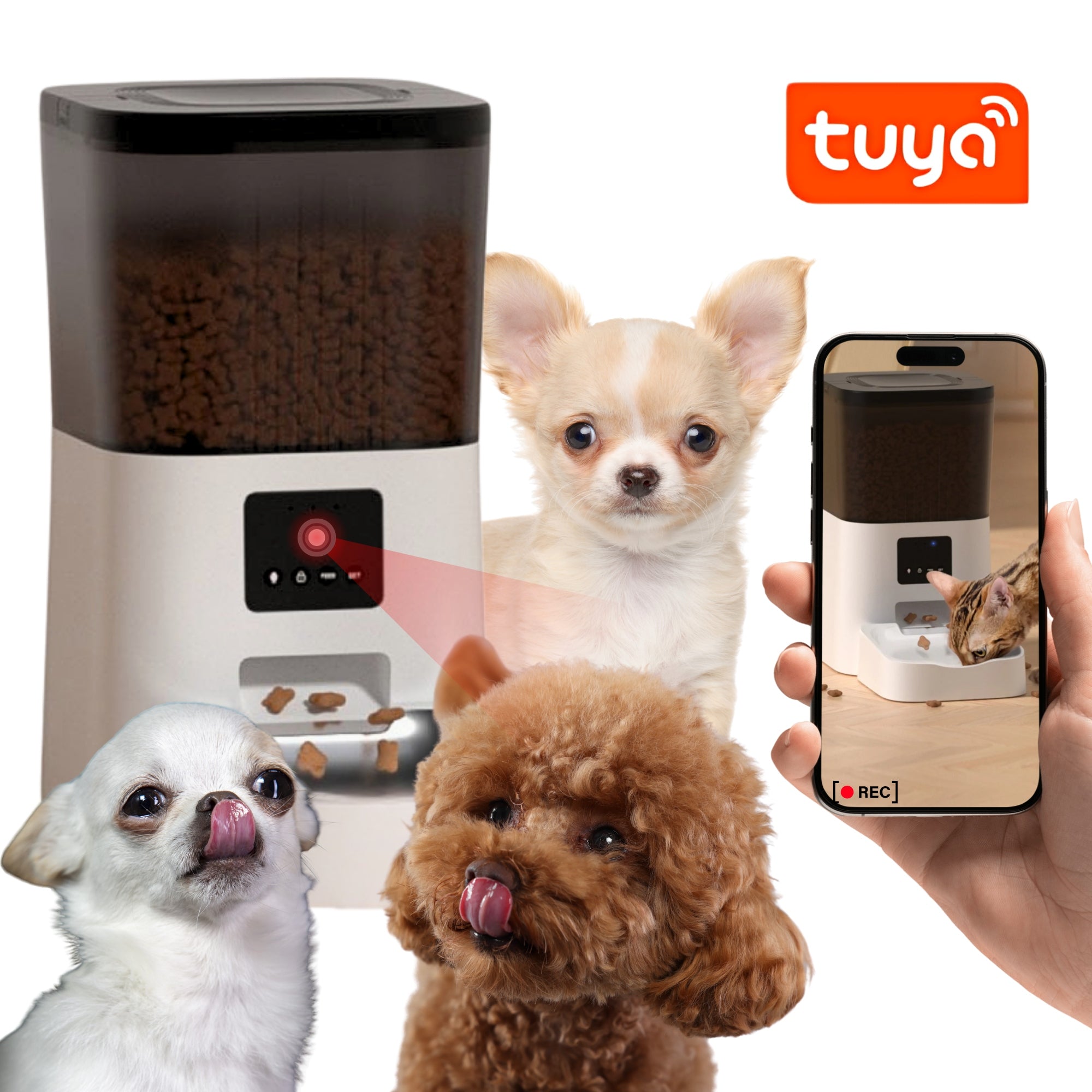 PET DOG CAT FOOD DISPENSER WITH CAMERA AUTOMATIC WIFI APP TUYA Packaging status original