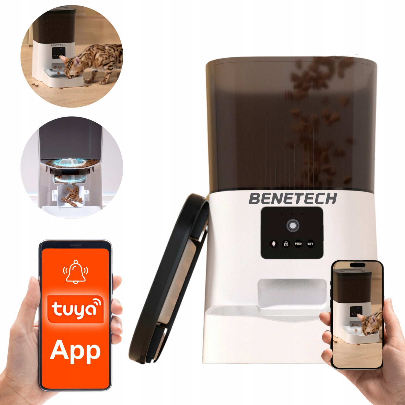 PET DOG CAT FOOD DISPENSER WITH CAMERA AUTOMATIC WIFI APP TUYA