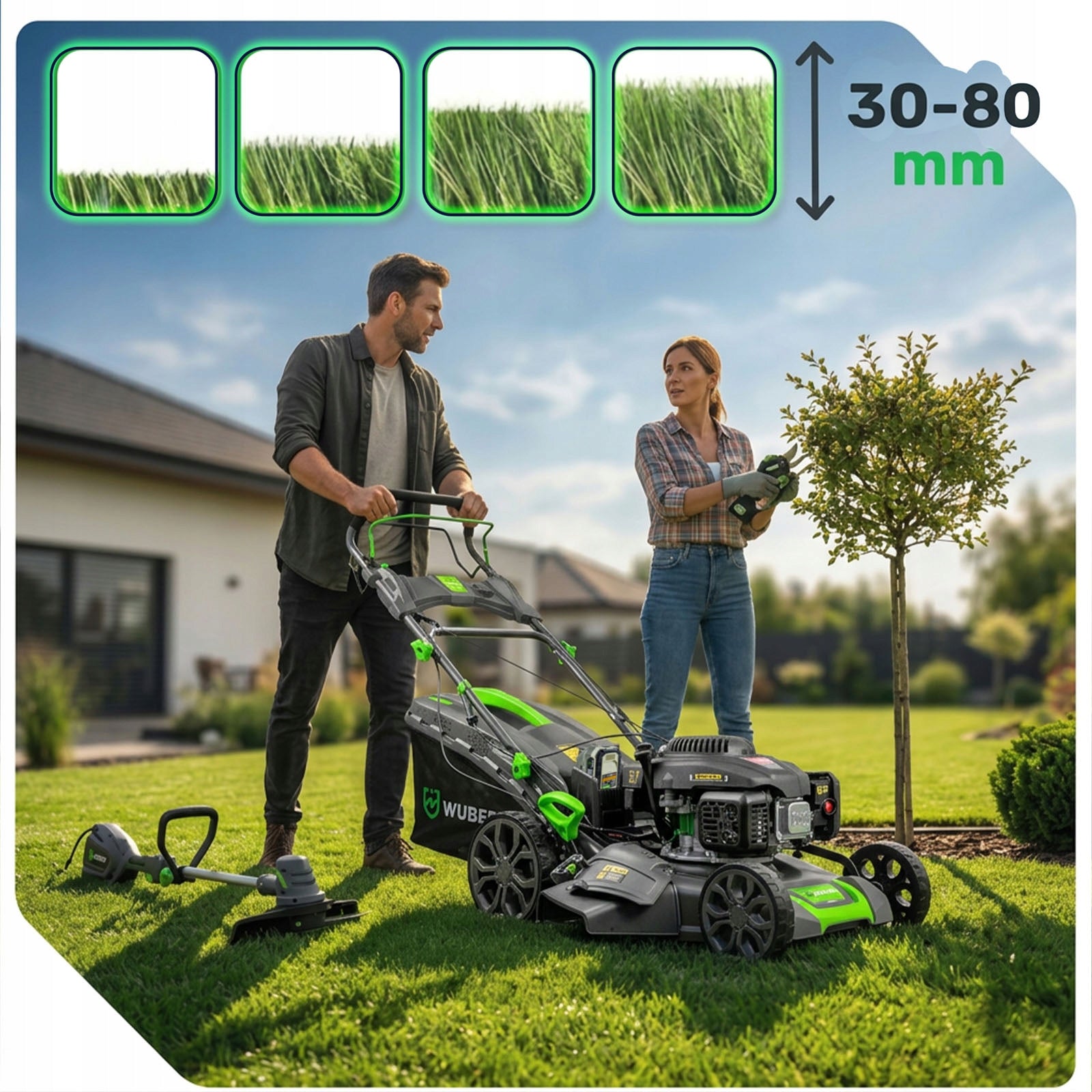 PETROL LAWN MOWER BUTTON FIRING LONCIN ENGINE WITH 4IN1 DRIVE Mowing width 51 cm