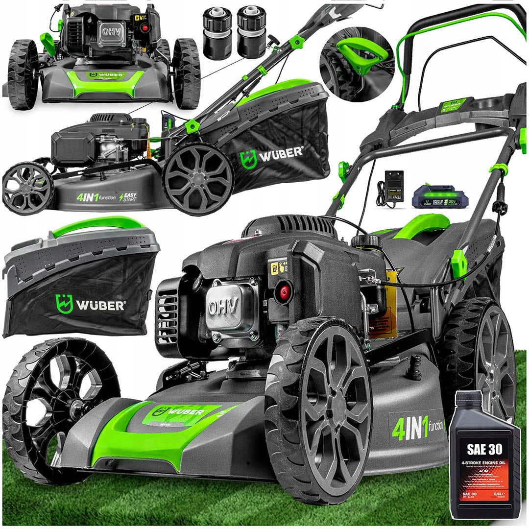 PETROL LAWN MOWER WITH DRIVE BUTTON FIRING ENGINE LONCIN OIL