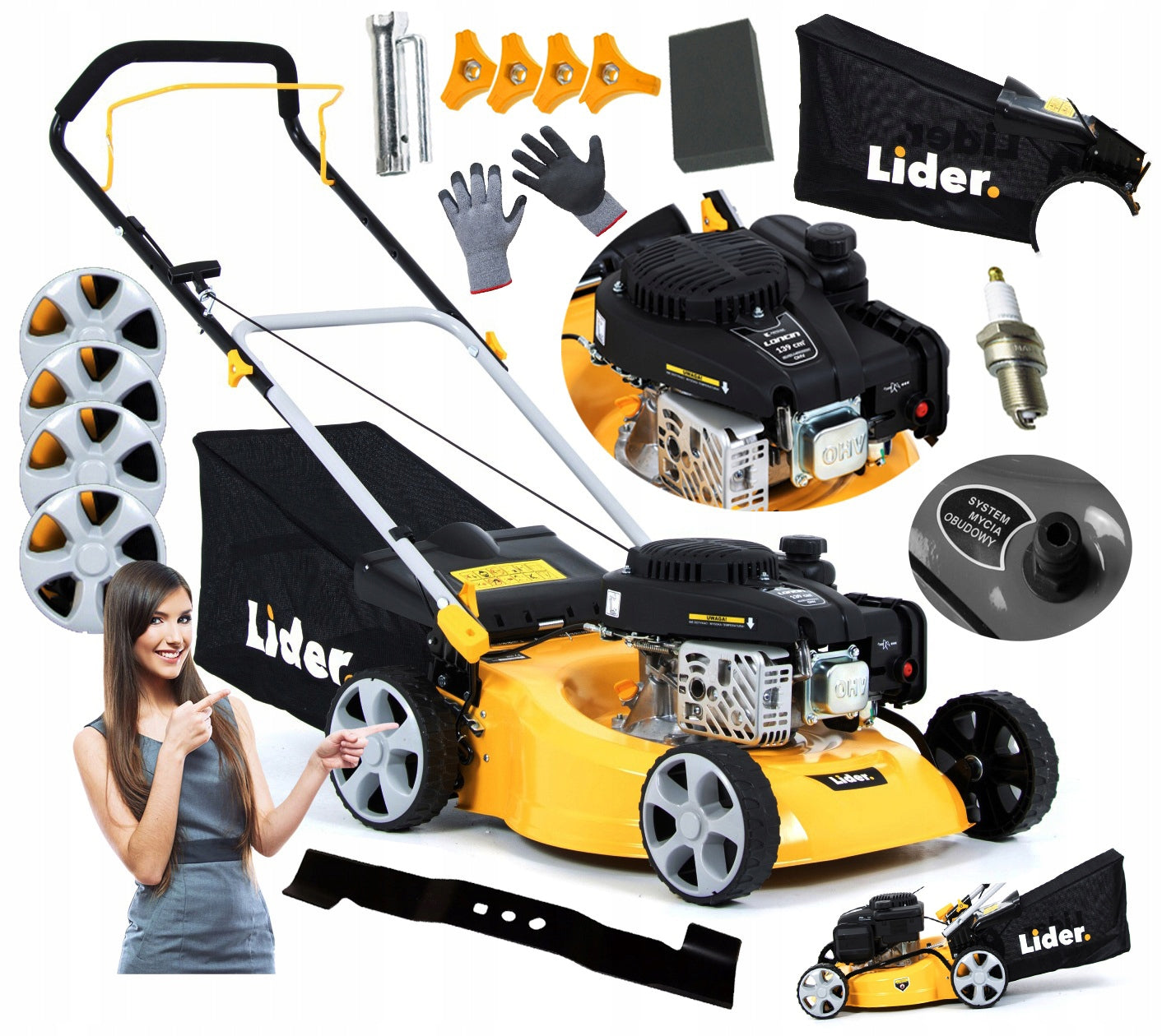 PETROL MOWER LUX POWERFUL WITHOUT DRIVE FULL LIGHT 8.0 KM STRONG BASKET XXL