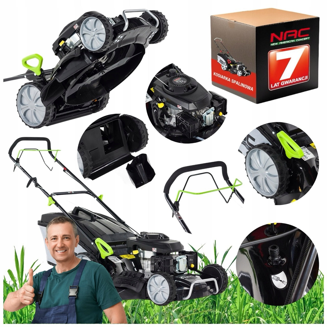 PETROL MOWER WITH DRIVE NAC 53CM 196CM3 3,6KW BASKET 75L 5IN1 MULCHING