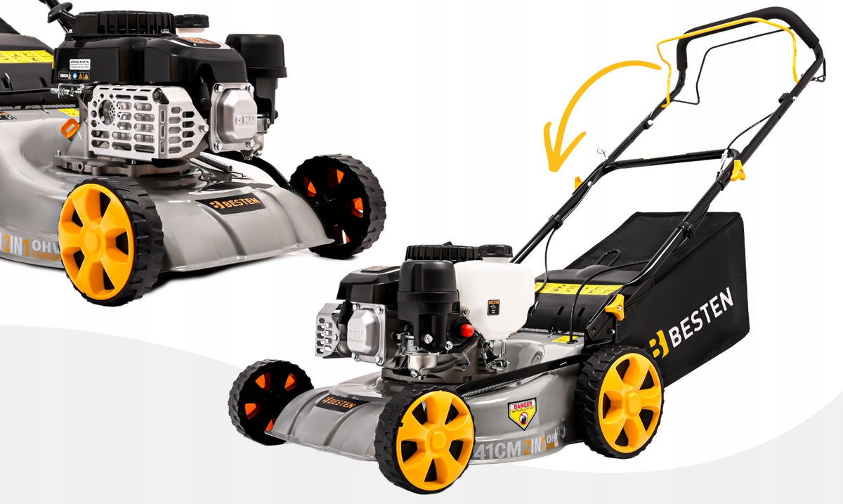 PETROL MOWER WITH GRASS DRIVE POWERFUL ENGINE OHV 41CM + LONCIN OIL Brand BESTEN