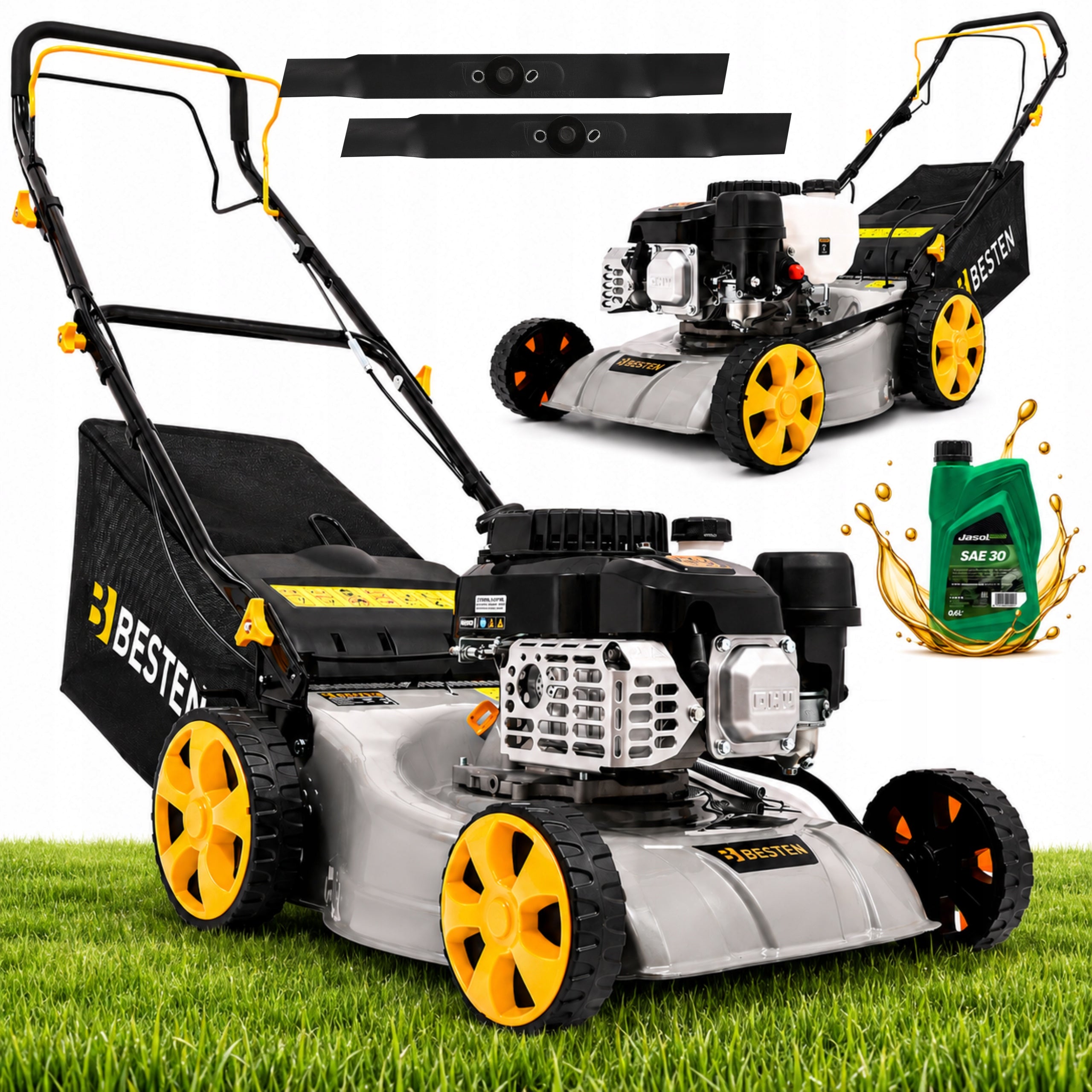 PETROL MOWER WITH GRASS DRIVE POWERFUL ENGINE OHV 41CM + LONCIN OIL