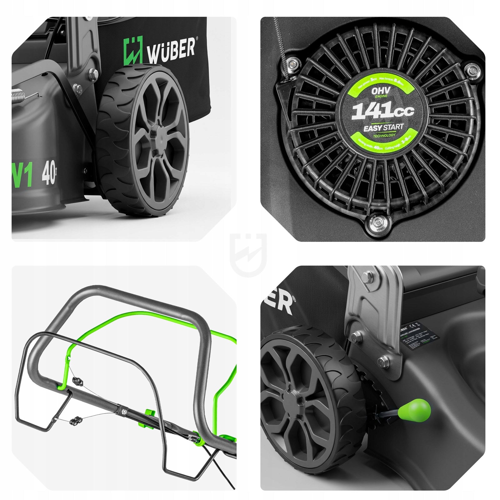 PETROL MOWER WITH GRASS DRIVE POWERFUL ENGINE OHV LIGHT DRIVE + OIL Brand Wuber