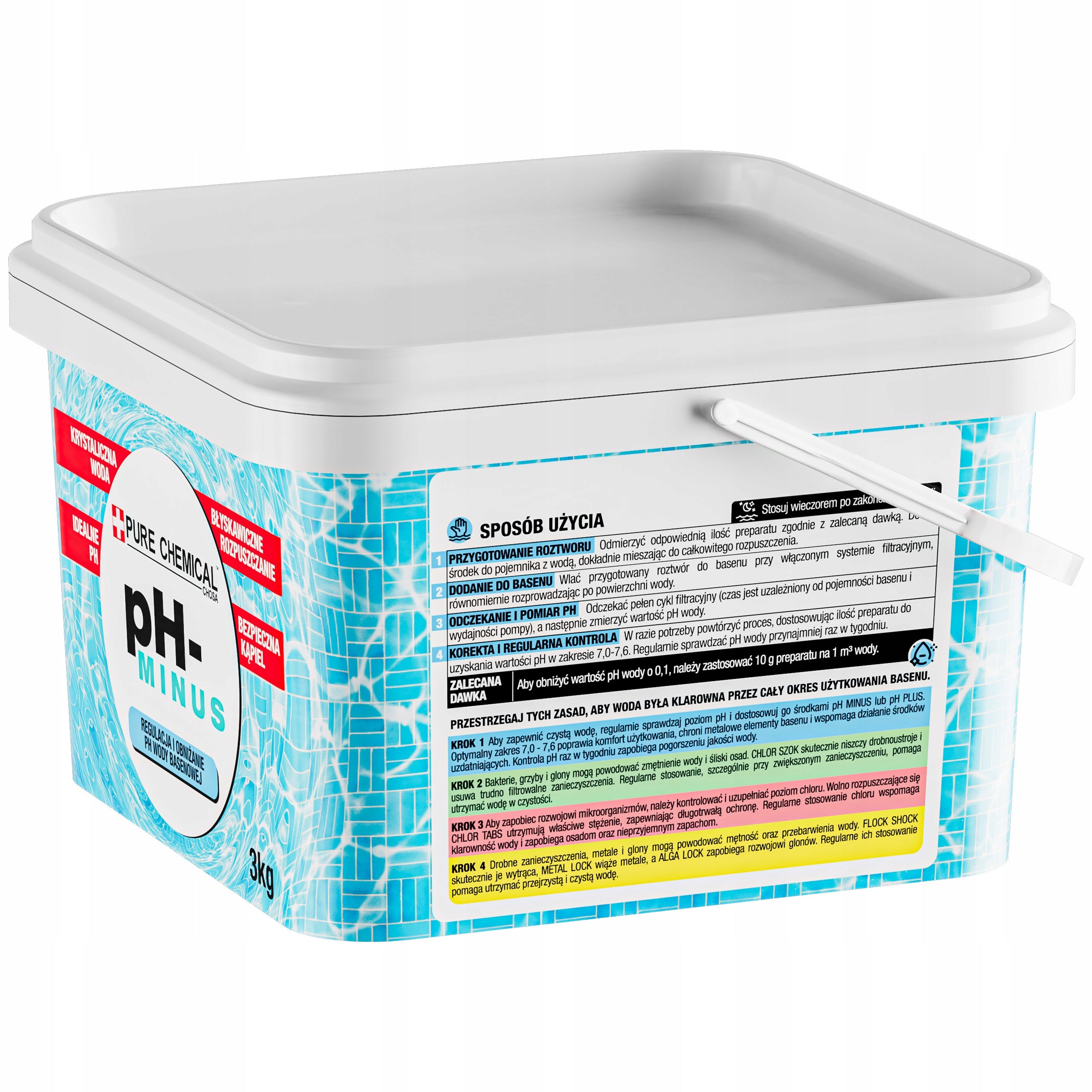 PH MINUS FOR POOL WATER PH REGULATOR IN POOL LOWERS PH 3kg Manufacturer code pH - MINUS REGULATOR PH 3 KILOGRAMY