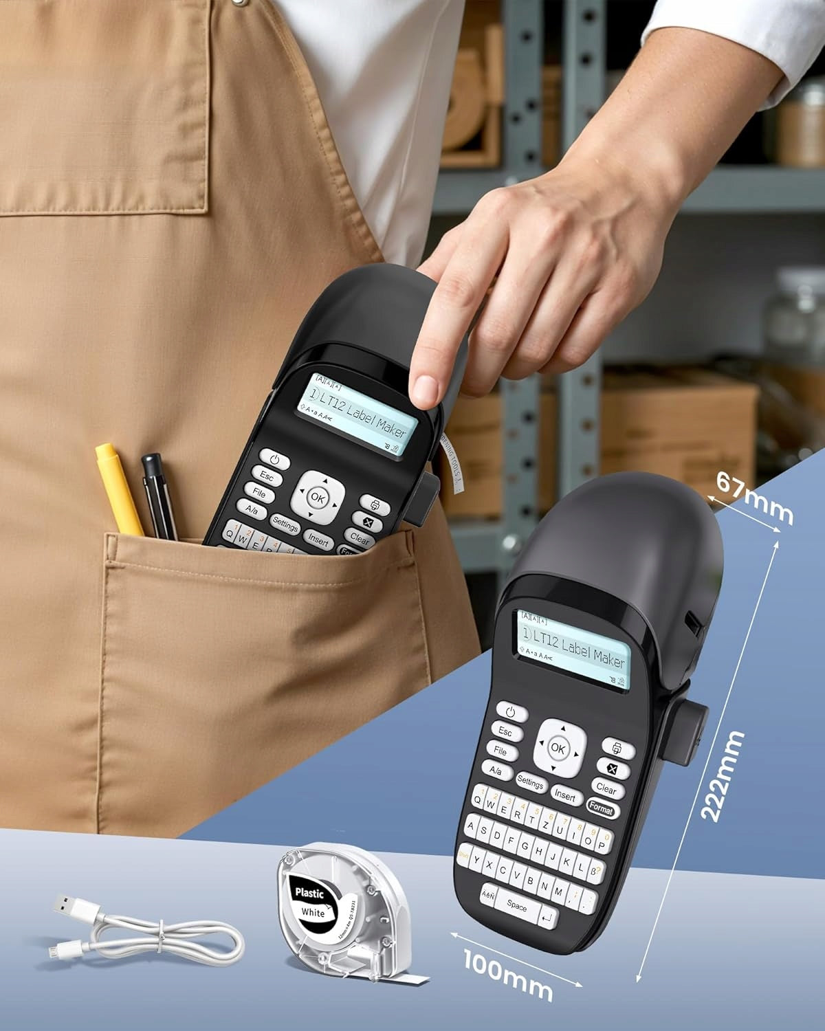 PHOMEMO LT12 – PORTABLE BLUETOOTH LABEL PRINTER WITH Bluetooth KEYBOARD Packaging status original
