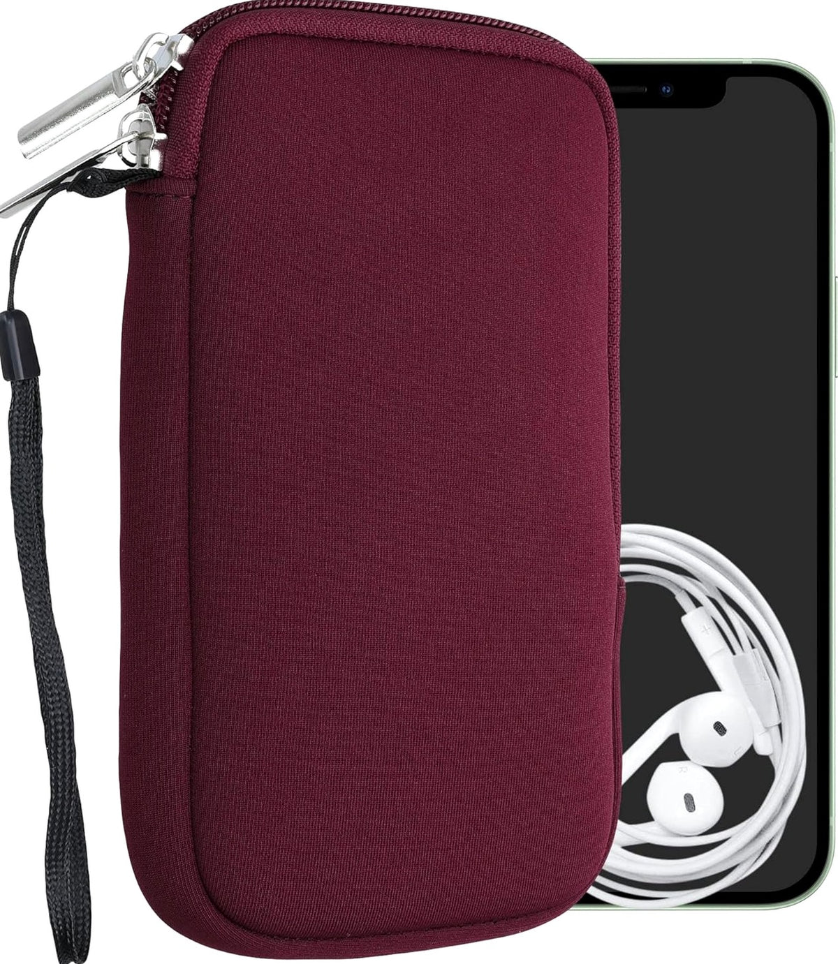 PHONE CASE UNIVERSAL BURGUNDY NEOPRENE WATERPROOF WITH ZIPPER