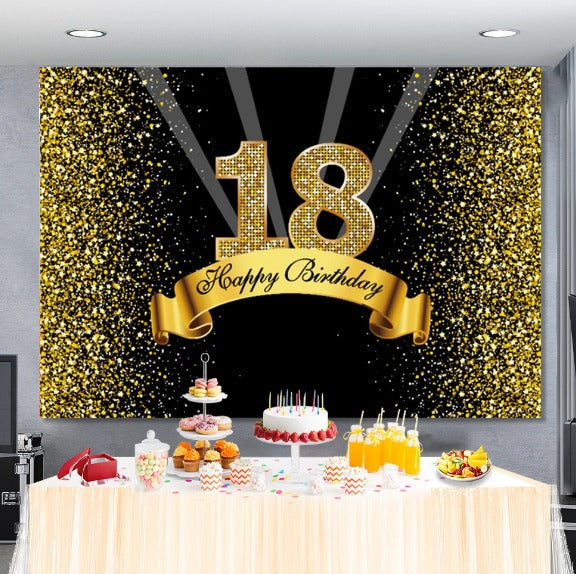 PHOTO BACKGROUND 18TH BIRTHDAY EIGHTEEN DECORATION WALL PHOTO DECORATION Packaging status original