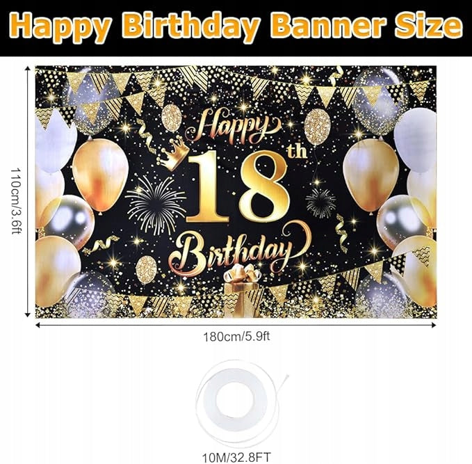 PHOTO BACKGROUND WALL FOR 18TH BIRTHDAY 110x180cm Manufacturer no brand