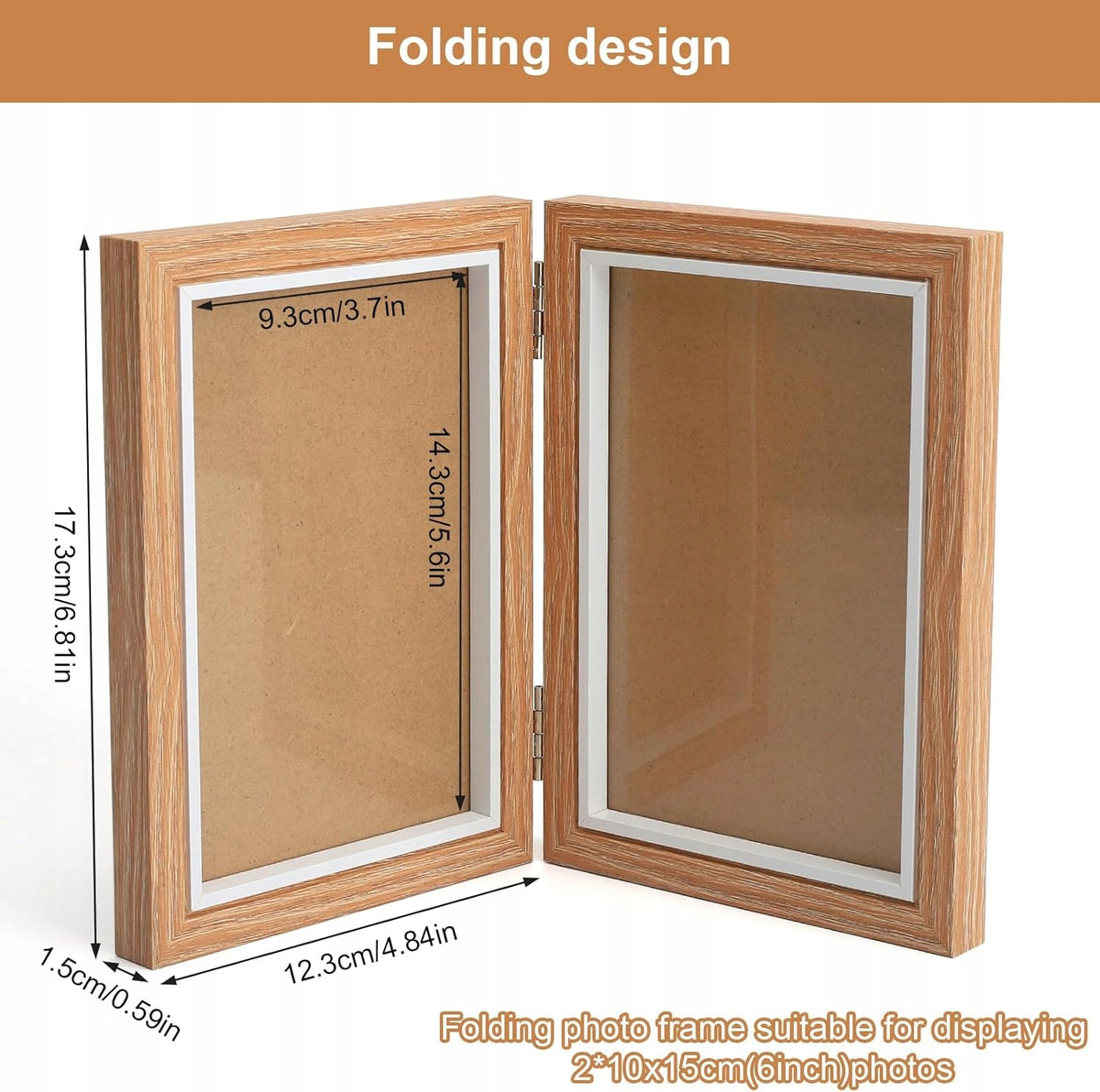 PHOTO FRAME DOUBLE 2X 10X15CM FOLDING WOODEN STANDING OFFICE HOUSE Brand no brand