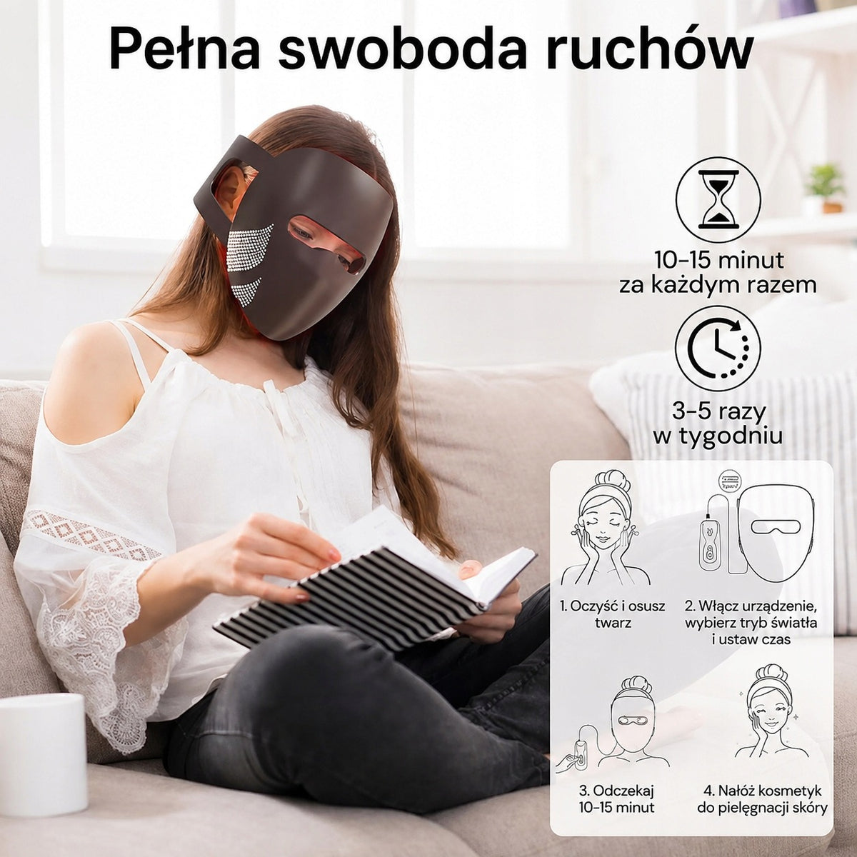 PHOTON MASK LED FACE WIRELESS 320 DIODES 4 COLOR PHOTOTHERAPY NIR Medical device no