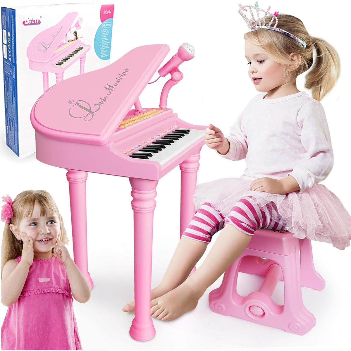 PIANO FOR CHILDREN LEARNING MULTIMEDIA GAMES ORGAN MICROPHONE MP3 + STOOL