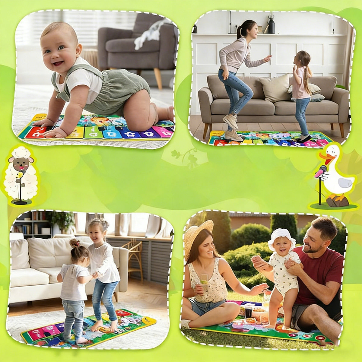 PIANO MAT WITH SONGS 5 BUTTONS AND 10 ANIMAL SOUNDS Brand Bedee