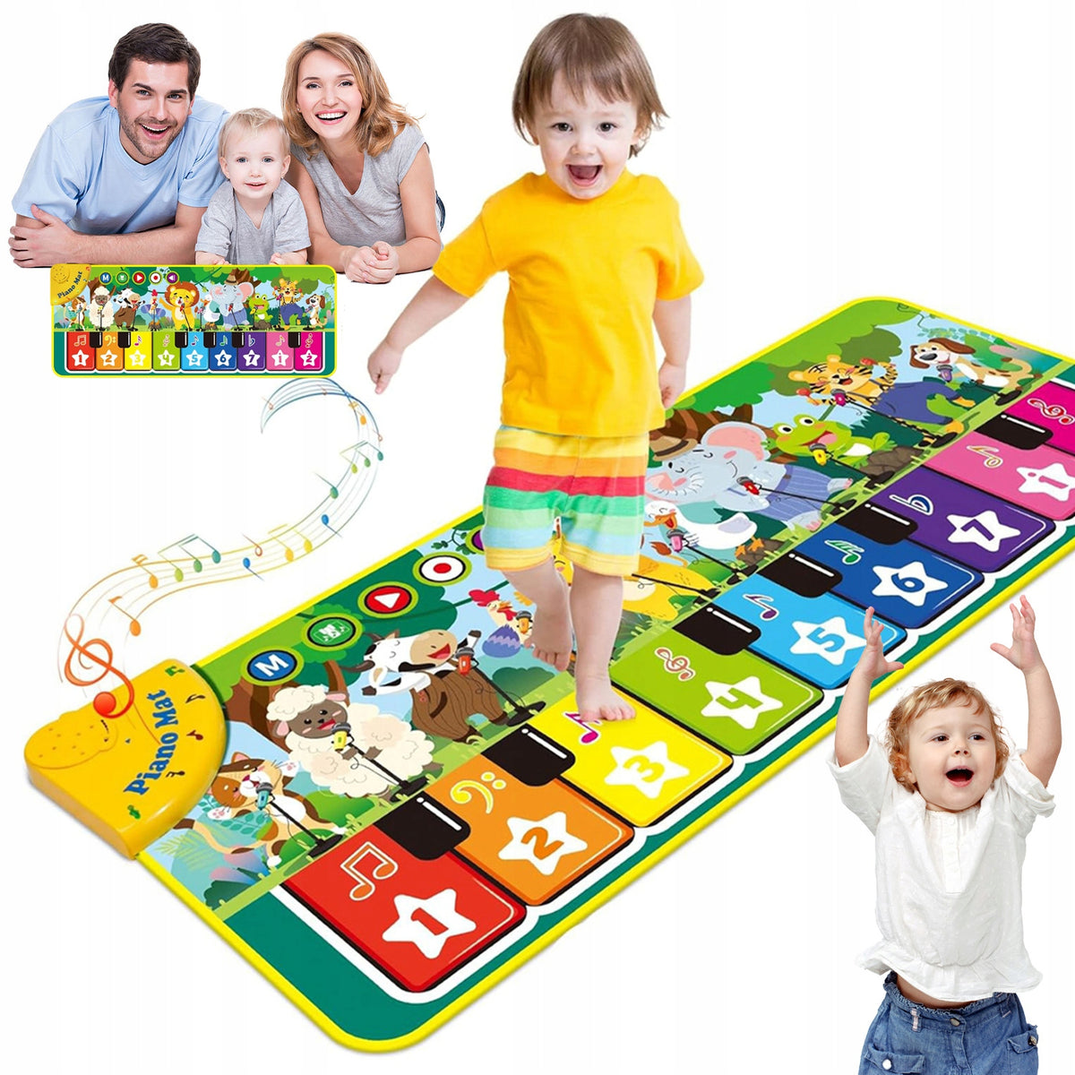 PIANO MAT WITH SONGS 5 BUTTONS AND 10 ANIMAL SOUNDS