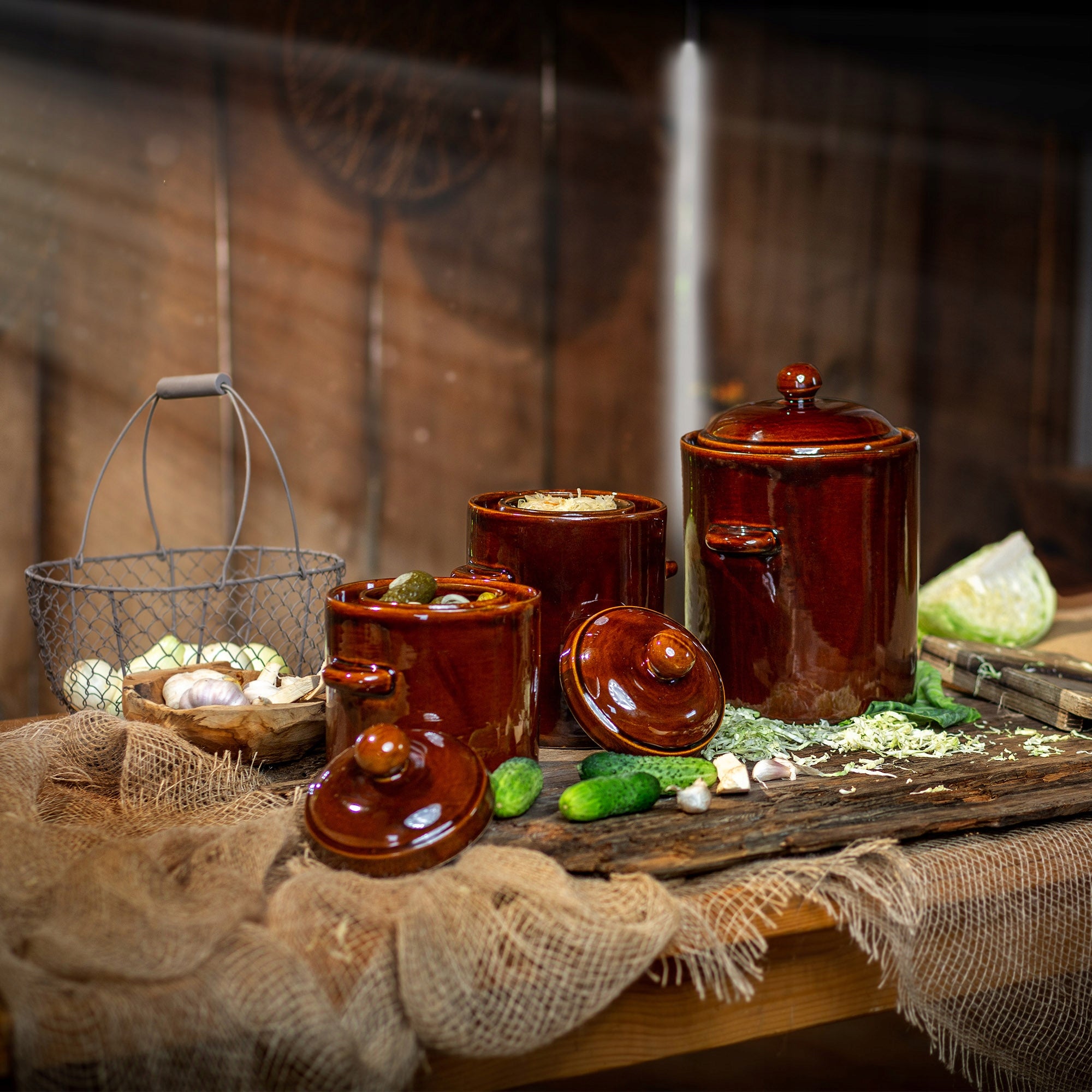 PICKLING BARREL FOR CUCUMBERS STONEWARE 5L POT WITH HERMETIC FLANGE Packaging status original