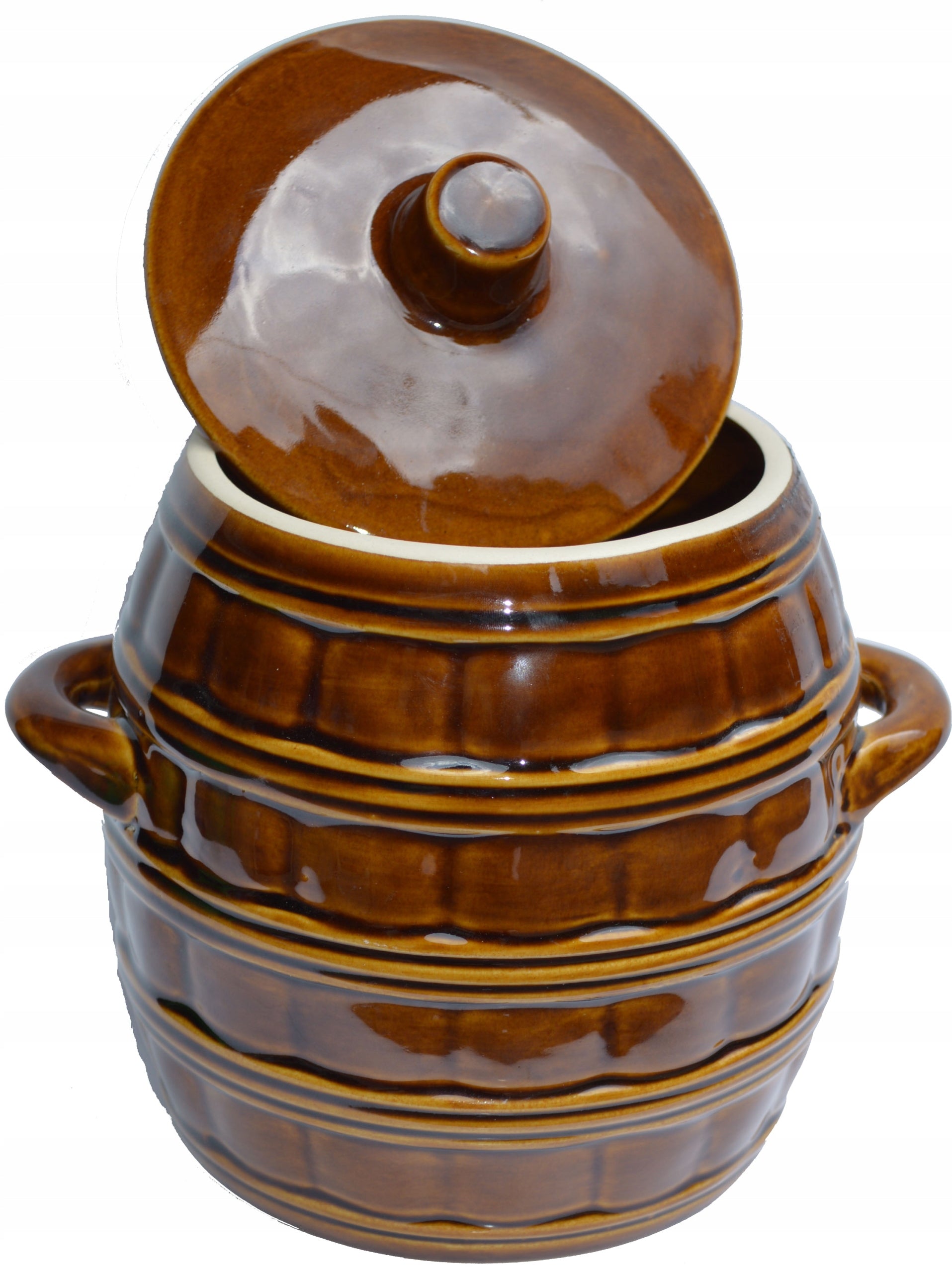 PICKLING BARREL POT FOR CUCUMBERS CABBAGE STONEWARE VEGETABLES 3,2L BROWN Brand no brand