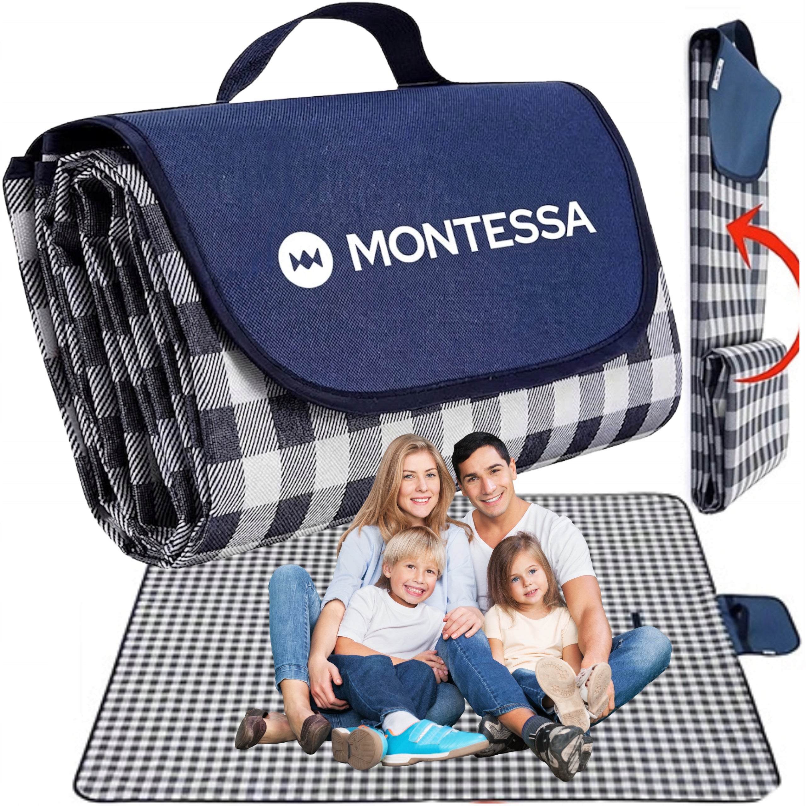 PICNIC BLANKET 200X200 BEACH WITH INSULATION WATERPROOF BLUE MONTESSA