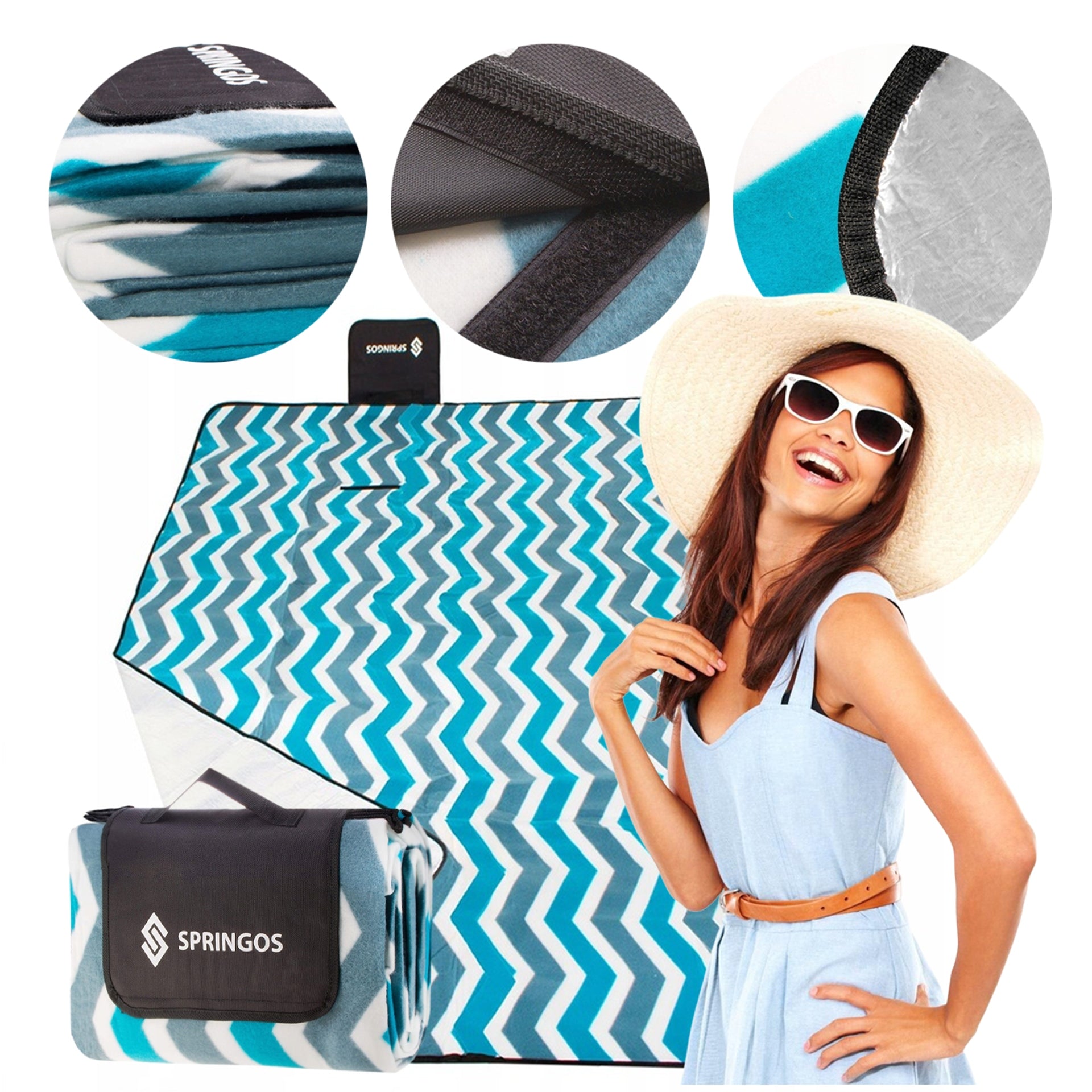 PICNIC BLANKET BEACH CAMPING 200x160cm MAT BEACH INSULATION FLEECE WATERPROOF