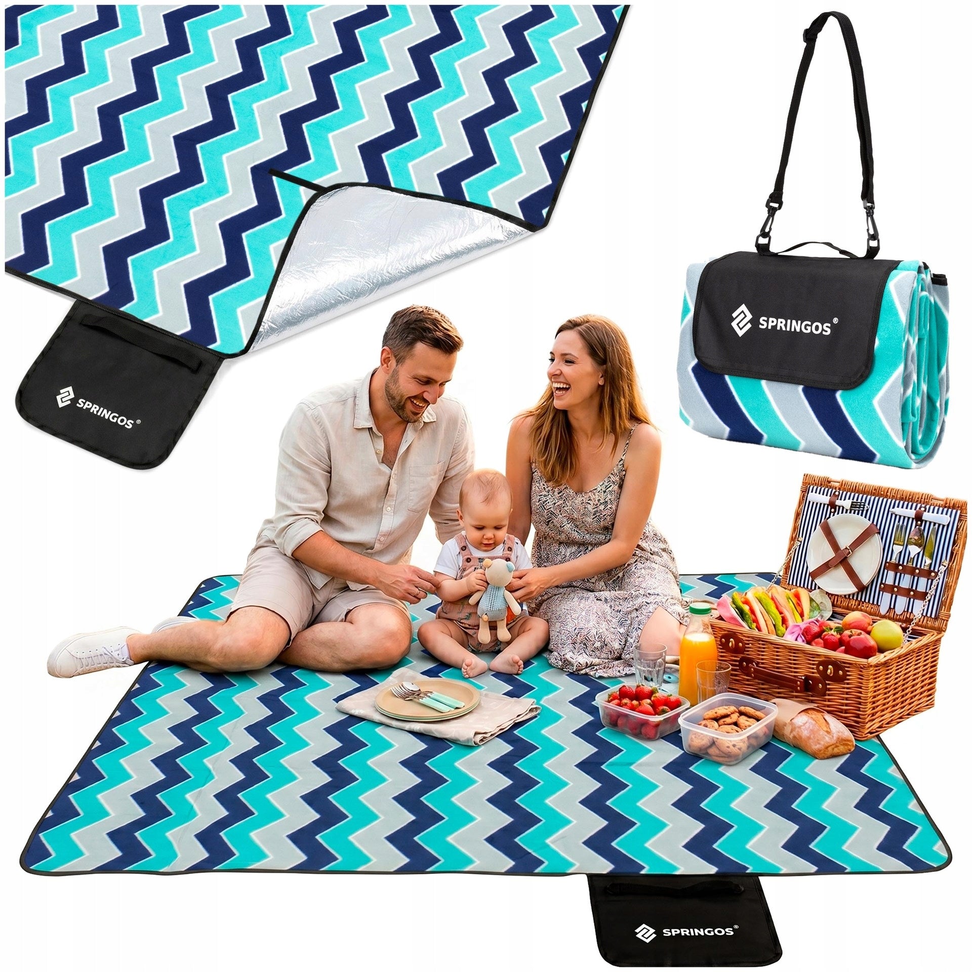 PICNIC BLANKET BEACH CAMPING 220x180cm MAT BEACH INSULATION FLEECE WATERPROOF