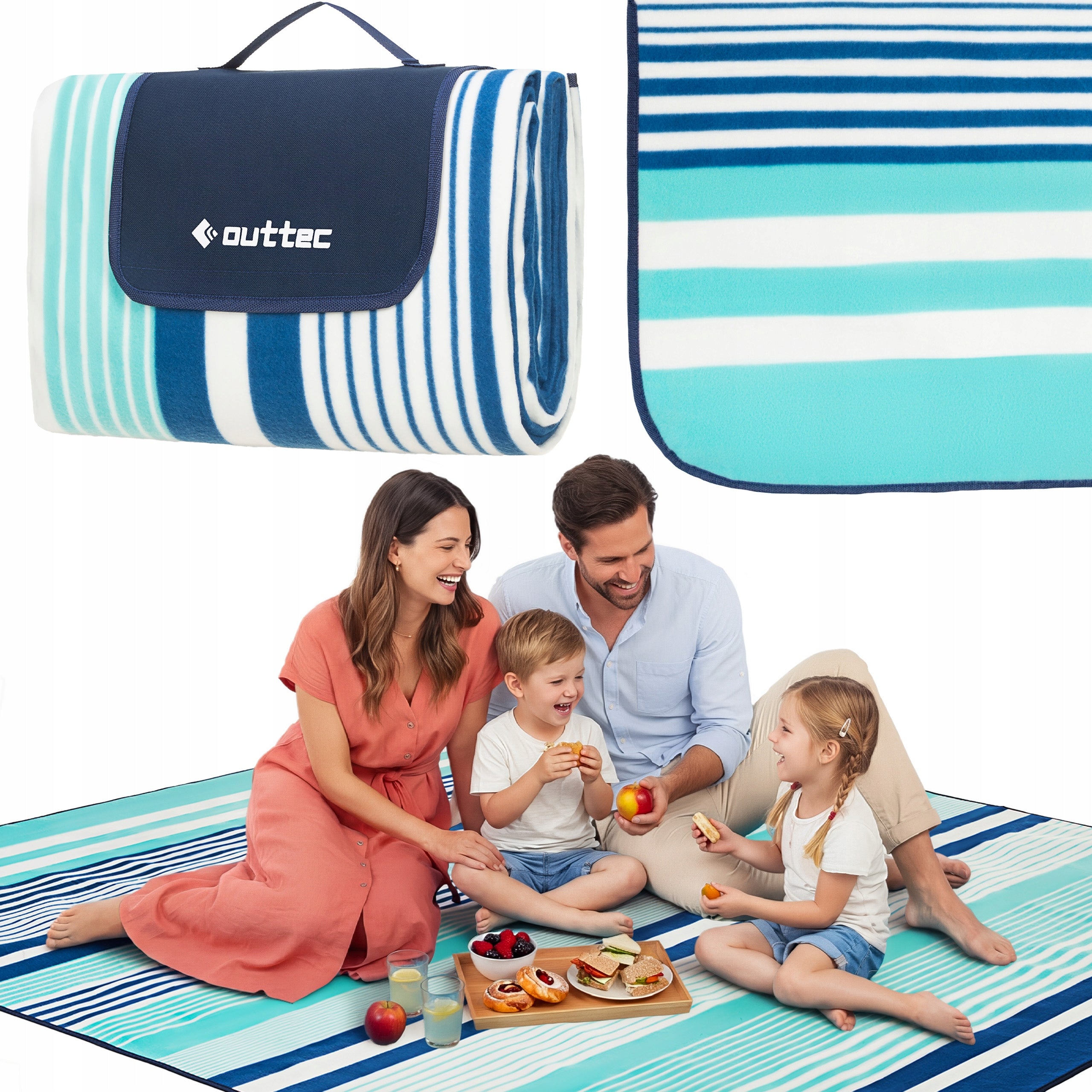 PICNIC BLANKET BEACH MAT INSULATION 200X200 WATERPROOF TOURIST OUTTEC