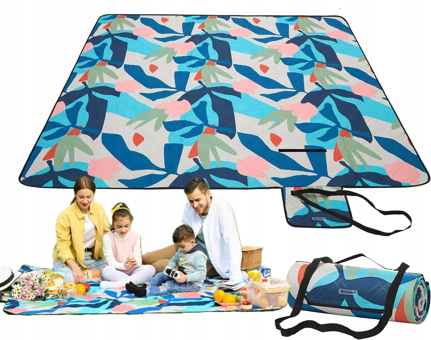 PICNIC BLANKET FOR BEACHES LARGE FOR FAMILY 200x200 cm WATERPROOF WASHABLE Manufacturer code KOC PLAŻOWY 200x200 DUŻY Z IZOLACJĄ PIKNIKOWY