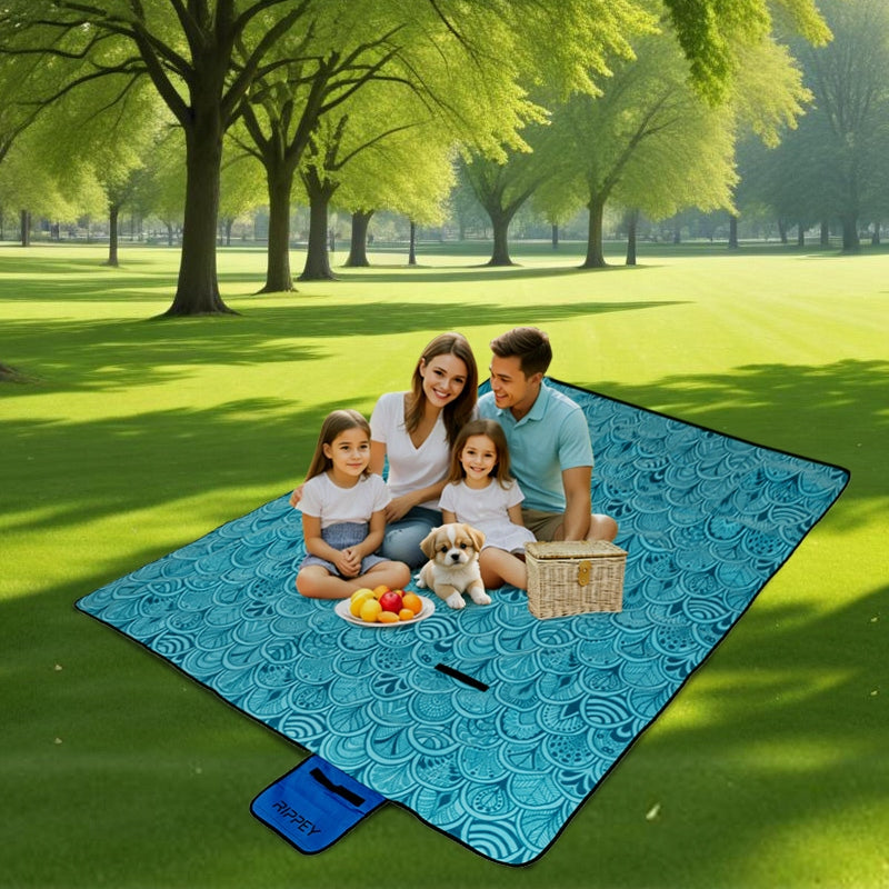 PICNIC BLANKET WATERPROOF BEACH MAT WITH INSULATION SANDY 1A BLUE 2x2 Color blue