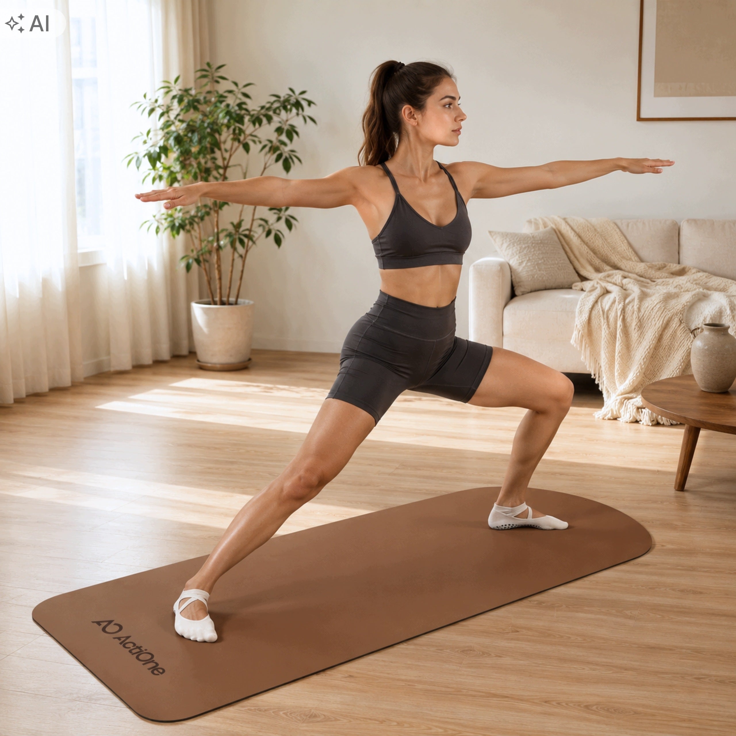 PILATES YOGA EXERCISE MAT NON-SLIP RUBBER 4,5MM THIN ACTIONE Packaging status original