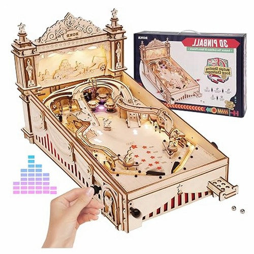 PINBALL MACHINE WOODEN 3D PUZZLE FOR ADULTS SET MOUNTING wooden