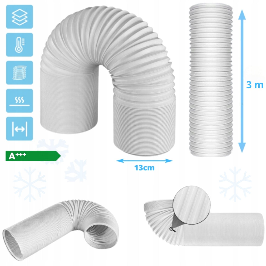 PIPE FOR PORTABLE AIR CONDITIONER FOR WINDOW CHIMNEY 13CM / 3M REINFORCED WITH WIRE Manufacturer code RURA DO KLIMATYZATORA PRZENOŚNEGO 13CM / 3M