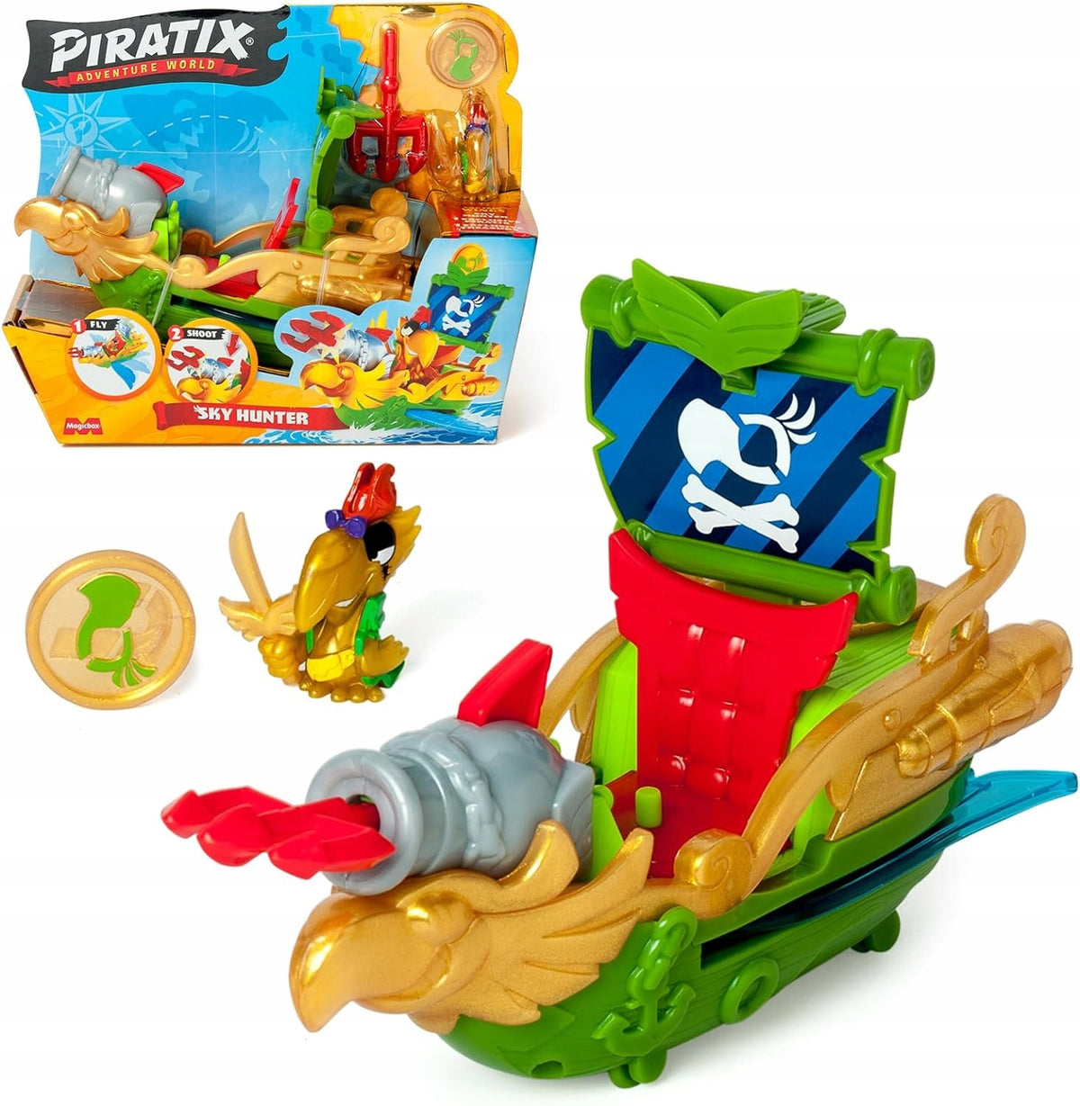 PIRATIX Sky Hunter pirate ship set with figurine Parrot MagicBox Manufacturer code PPXSP114IN10