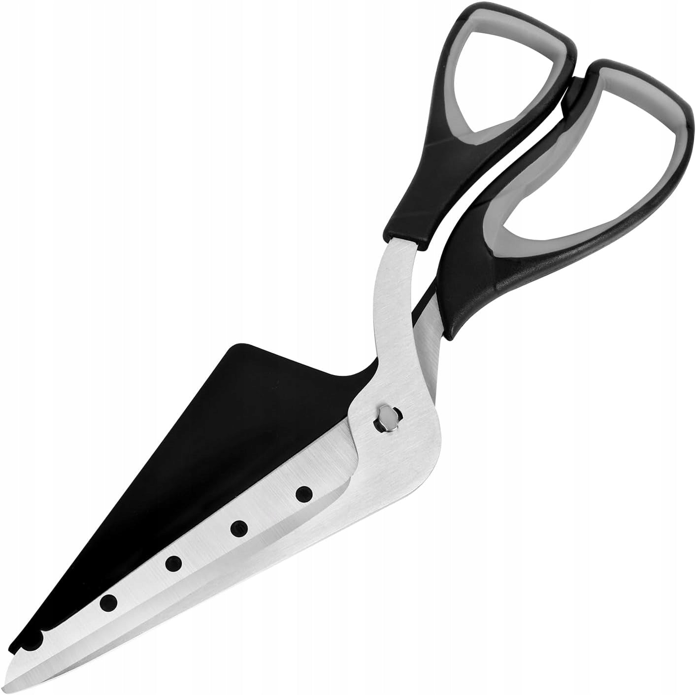 PIZZA SCISSORS WITH SPATULA FOR APPLICATION - MULTIFUNCTIONAL KITCHEN BLACK