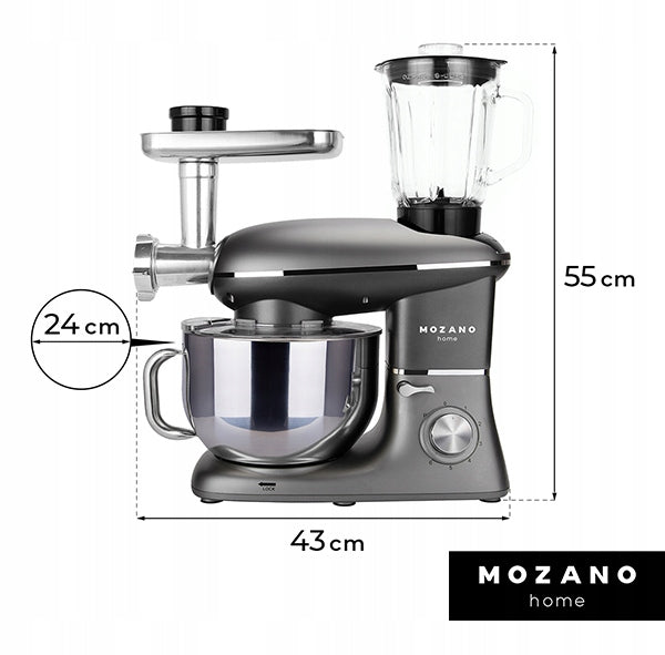 PLANETARY FOOD PROCESSOR BLENDER MIXER LARGE SET 6in1 BOWL 6,2L Dominant color silver/gray